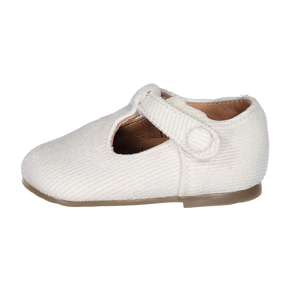 Papanatas Cream Cord Baby T-straps - Image 2