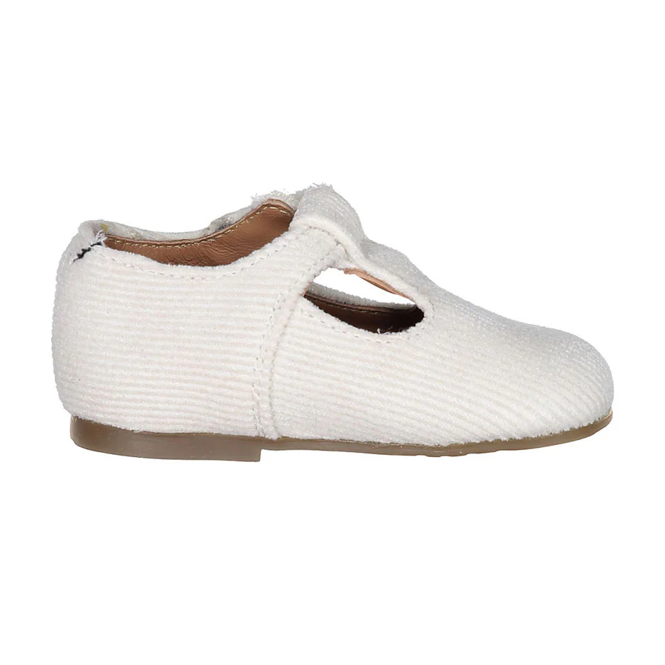 Papanatas Cream Cord Baby T-straps - Image 3