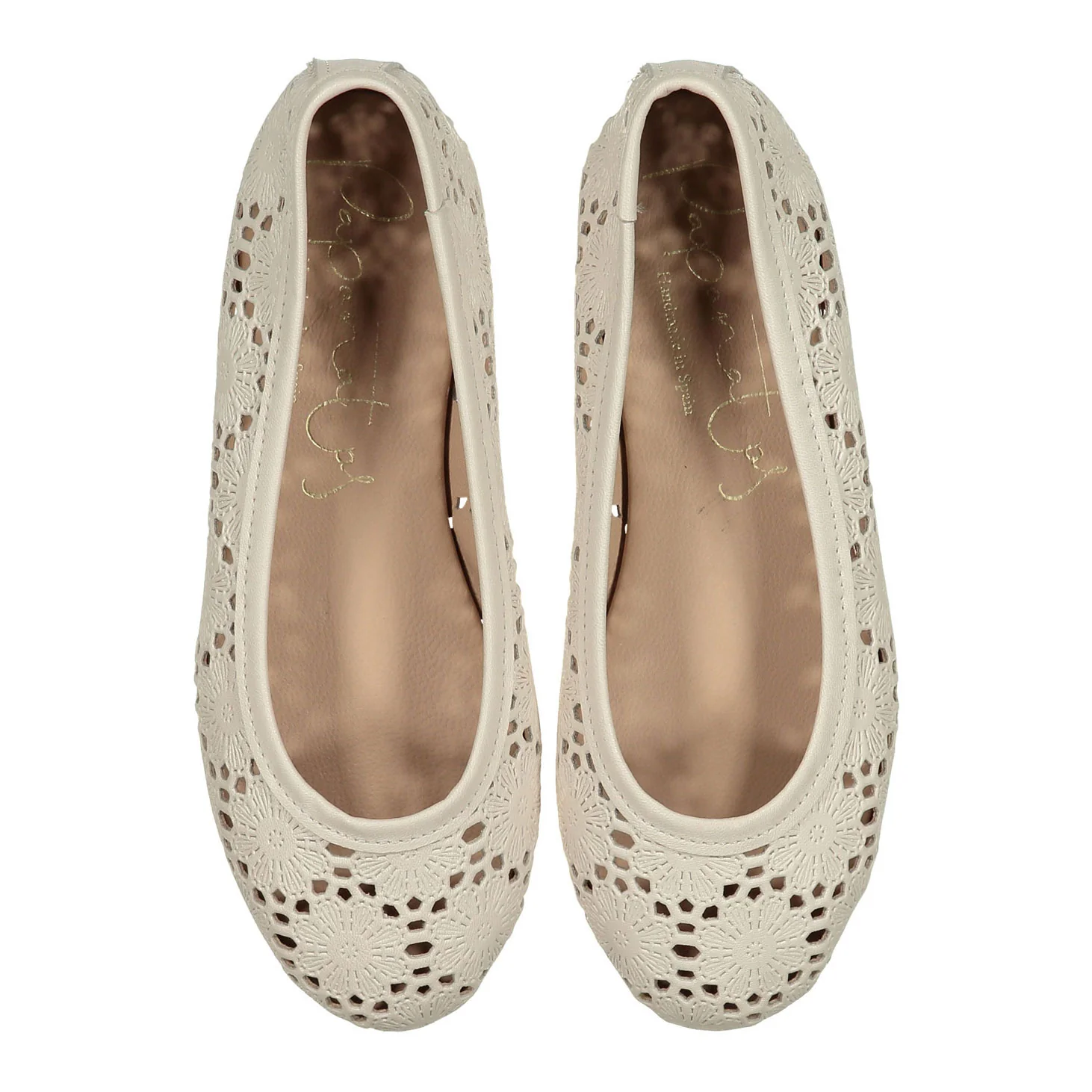 Papanatas Cream Crochet Ballet Flat