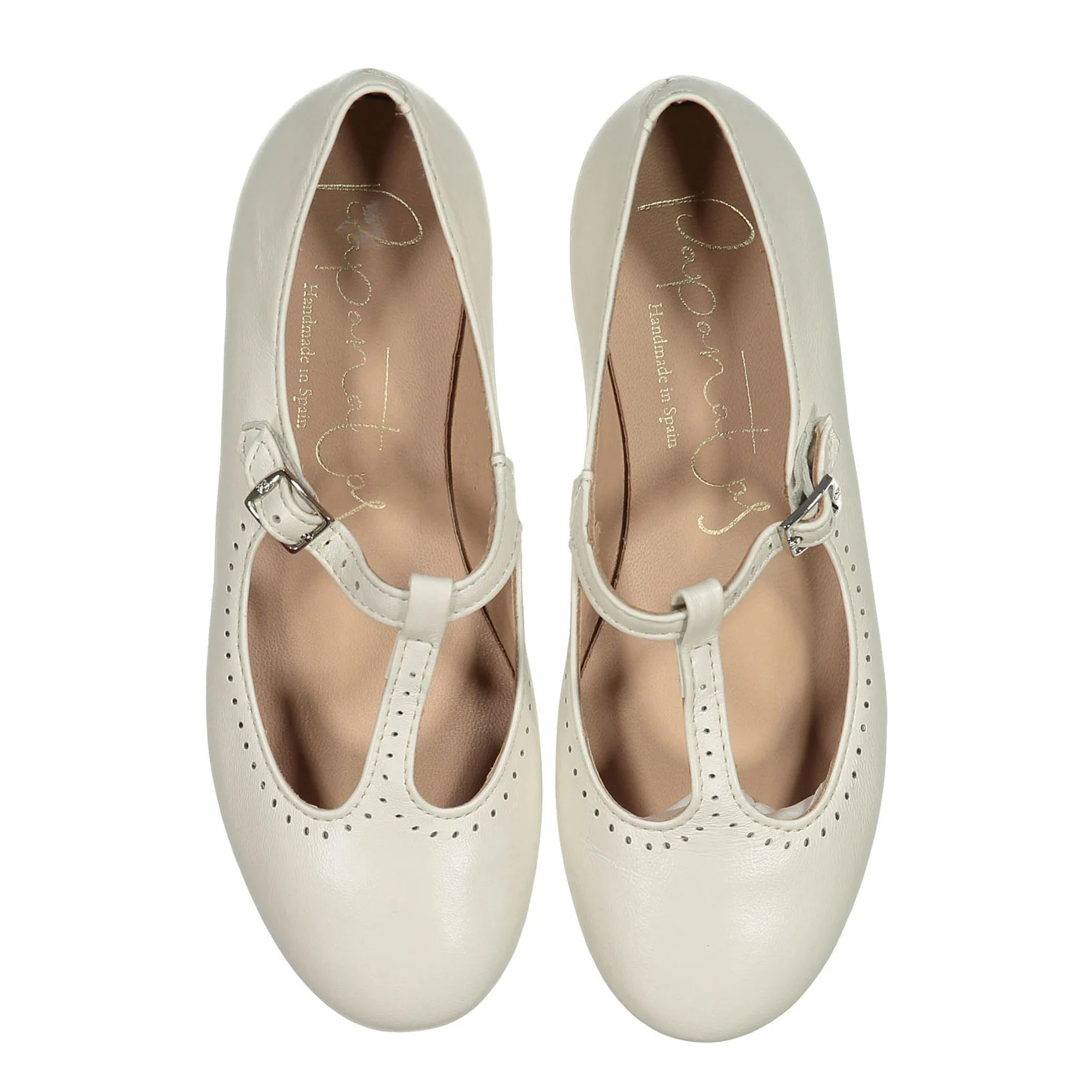 Papanatas Cream T-Strap Flat