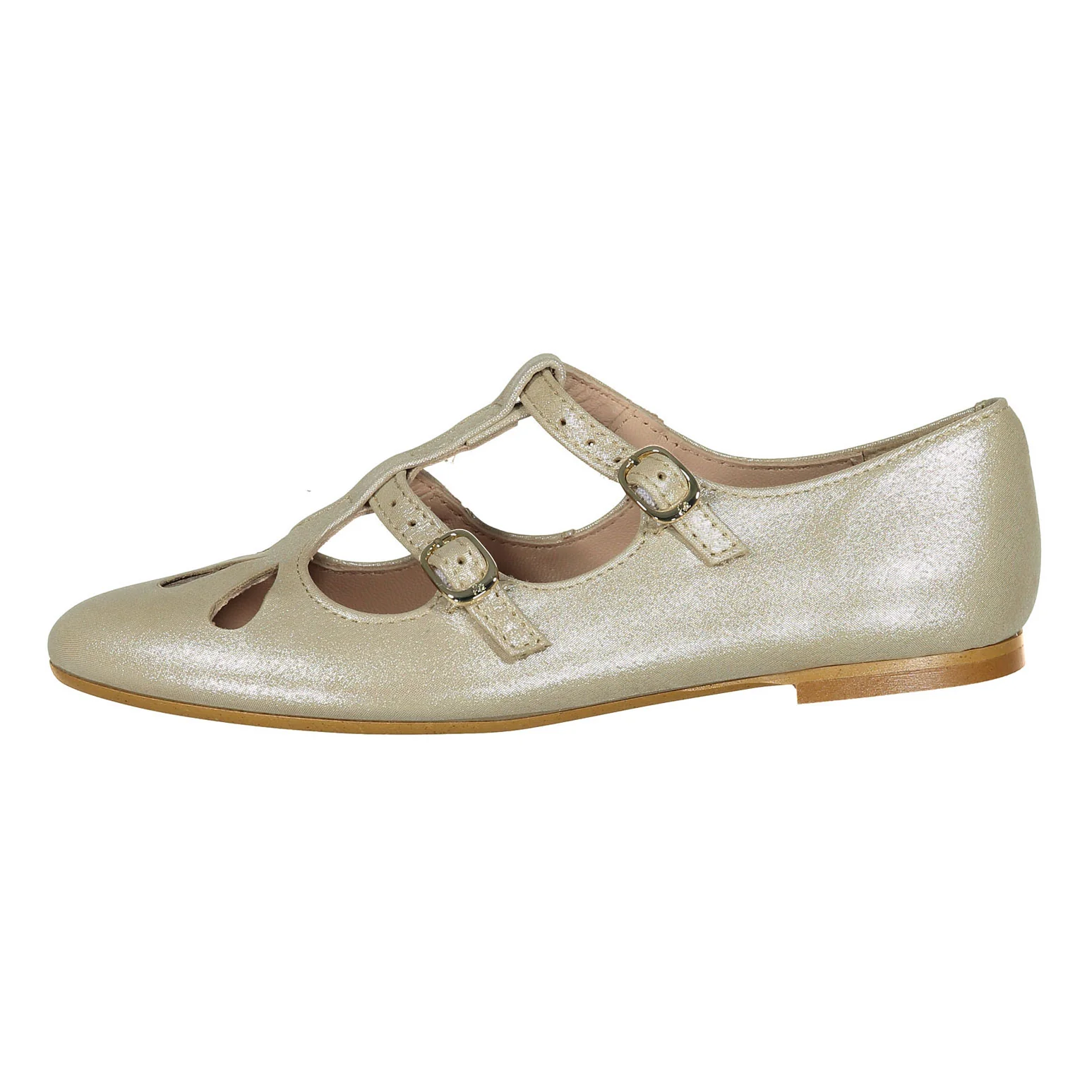 Papanatas Gold Double T-Strap Flat - Image 2