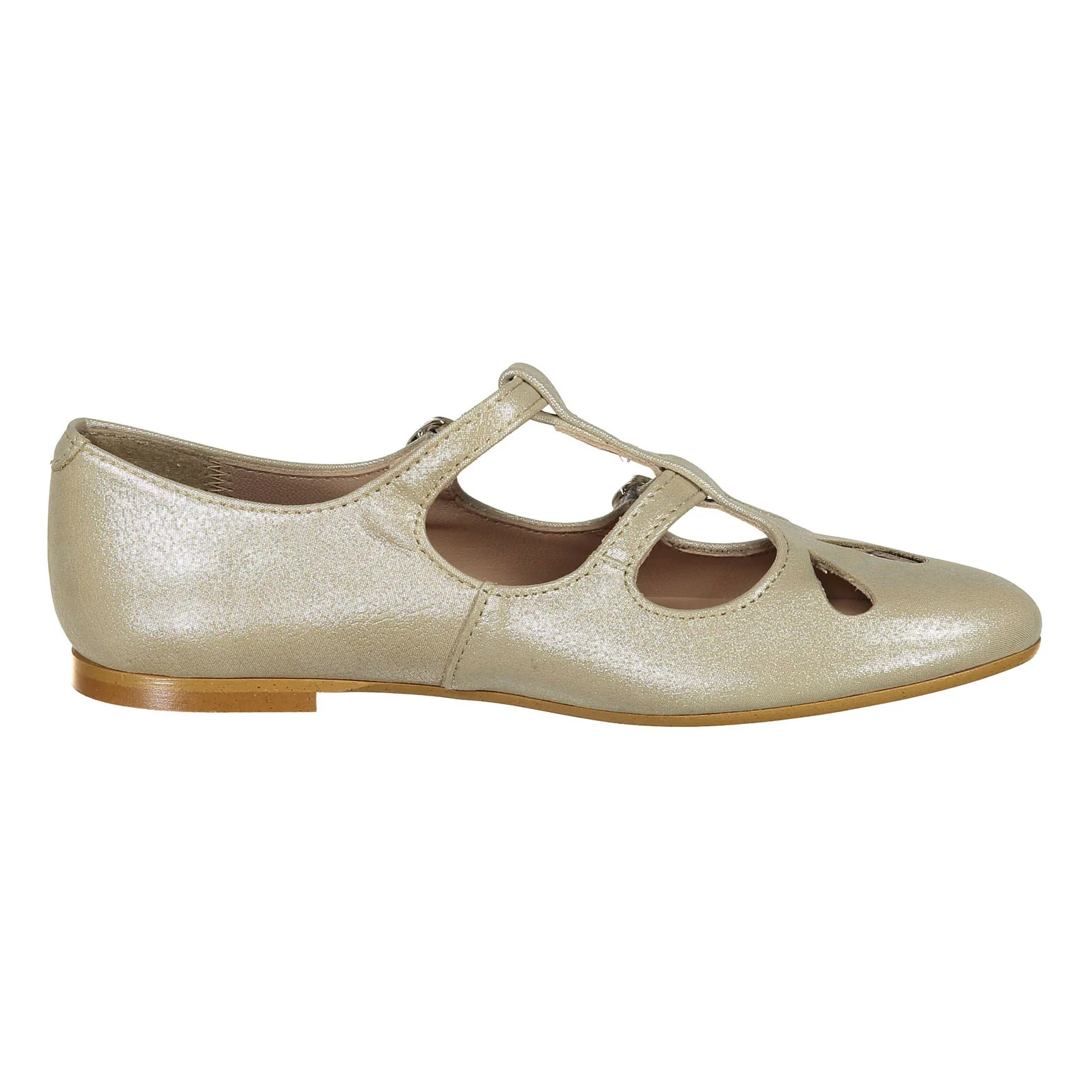 Papanatas Gold Double T-Strap Flat - Image 3