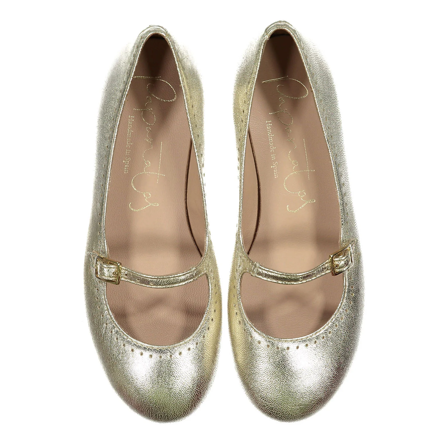 Papanatas Gold Metallic Low Cut Mary Janes