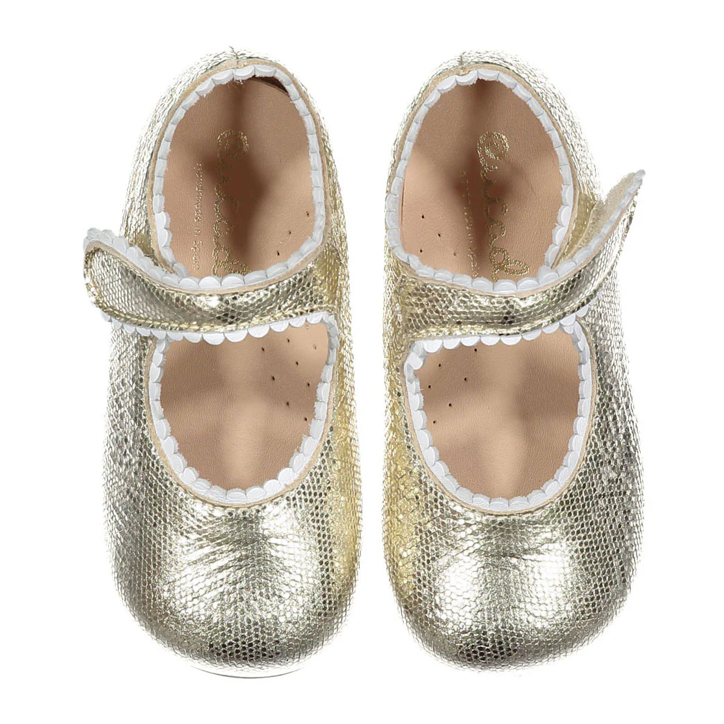Papanatas Gold Trim Baby Mary Janes