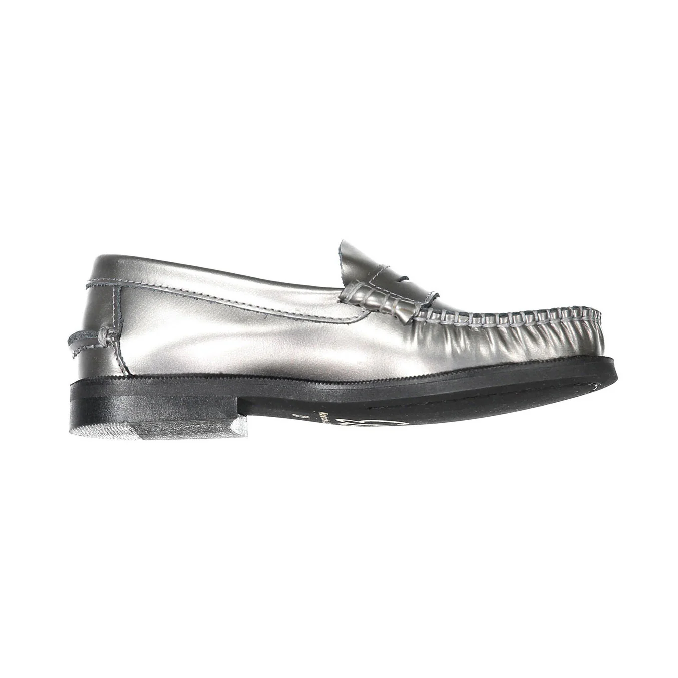 Papanatas Silver Metallic Leather Penny Loafer - Image 3