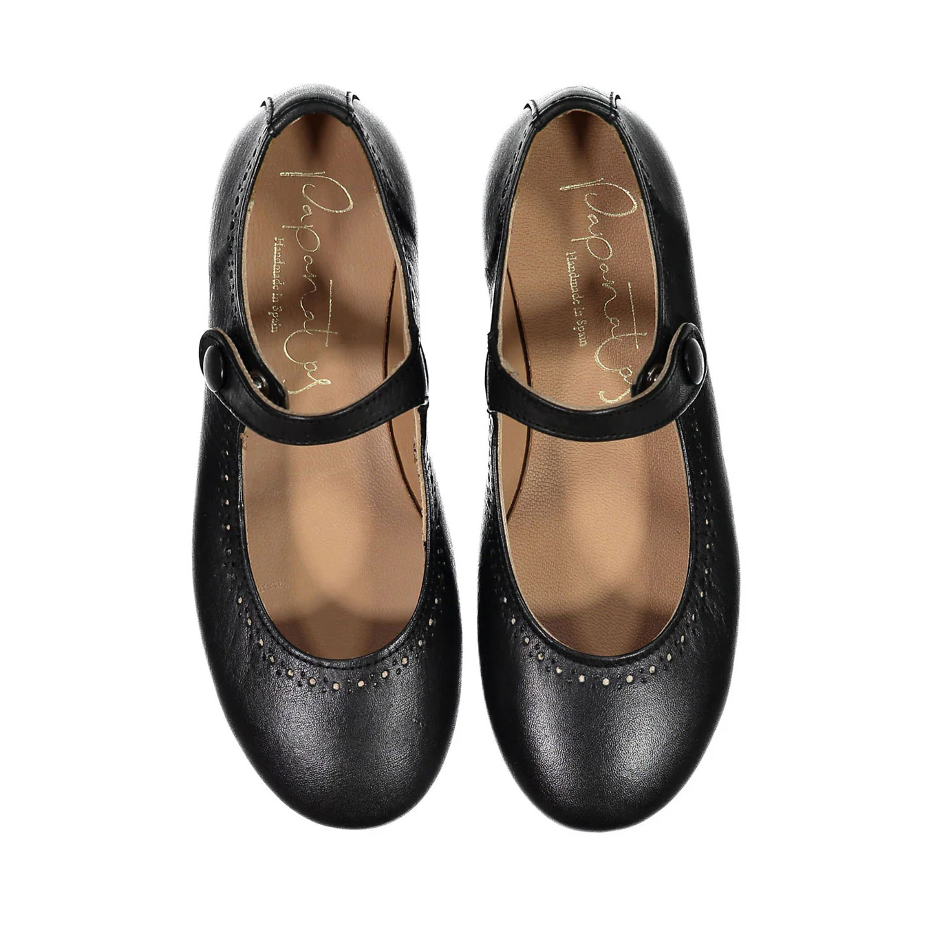 Papanatas Black Patent Dot Detail Mary Janes