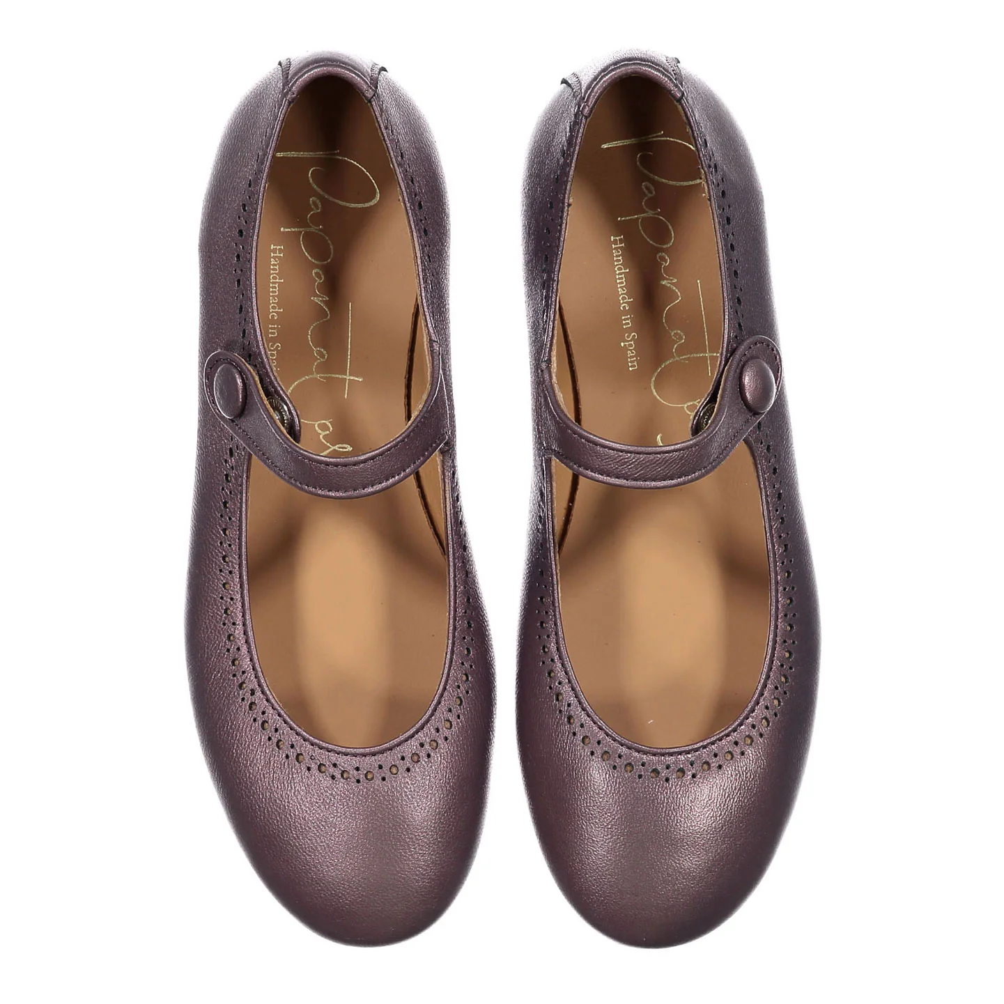 Papanatas Lavender Metallic Dot Detail Mary Janes