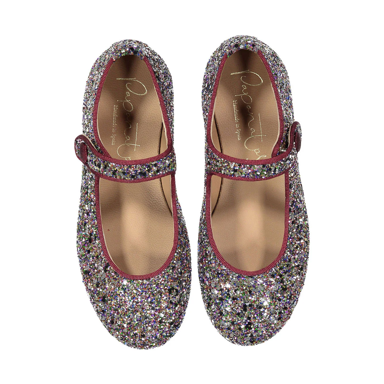 Papanatas Multicolor Glitter Button Mary Janes
