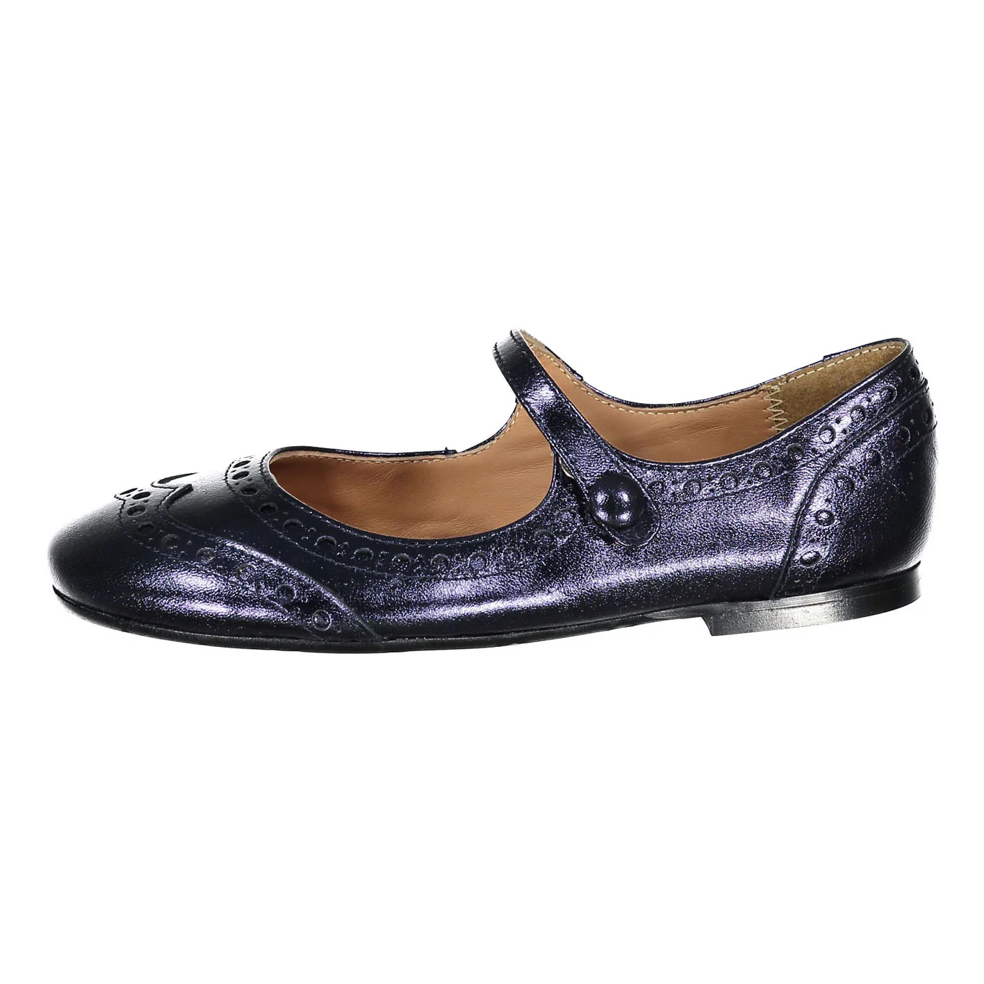 Papanatas Navy Metallic Wingtip Mary Janes - Image 2