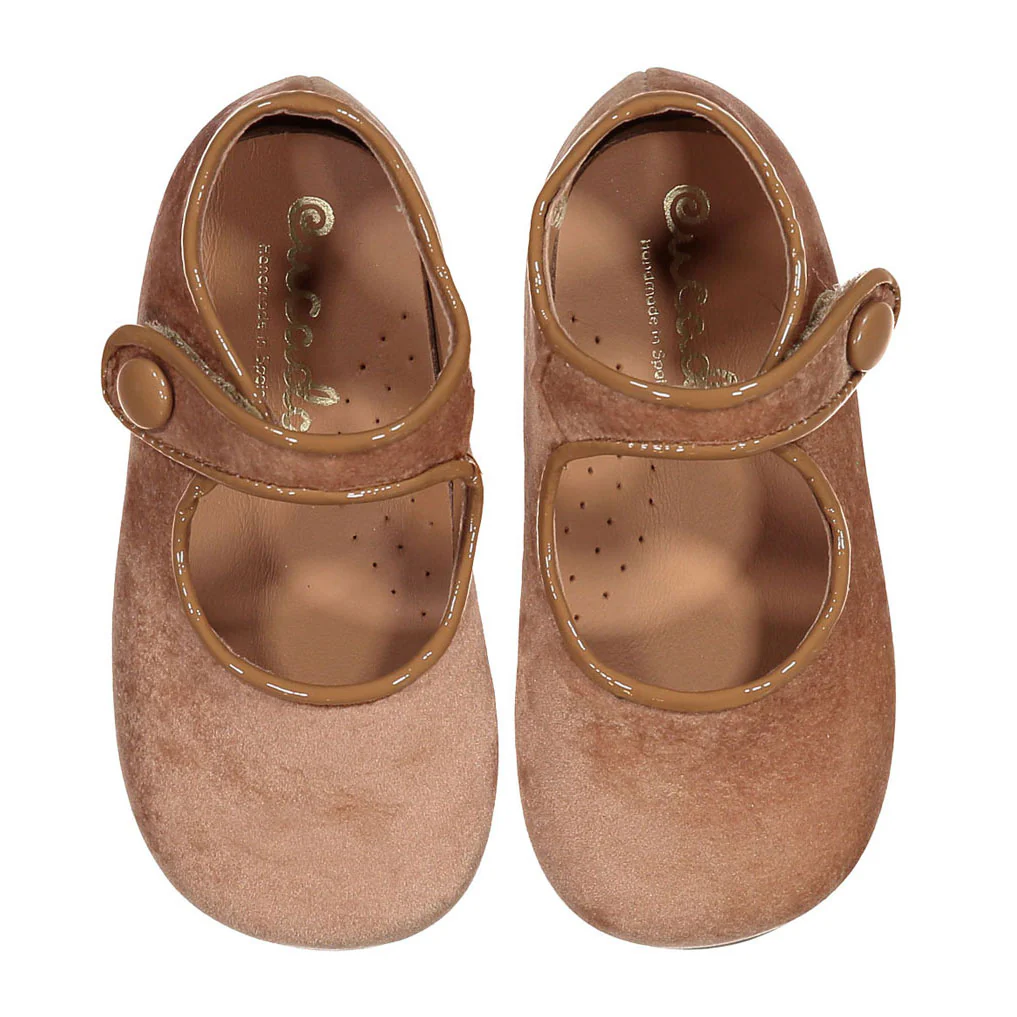 Papanatas Nude Velvet Buckle Baby Shoe