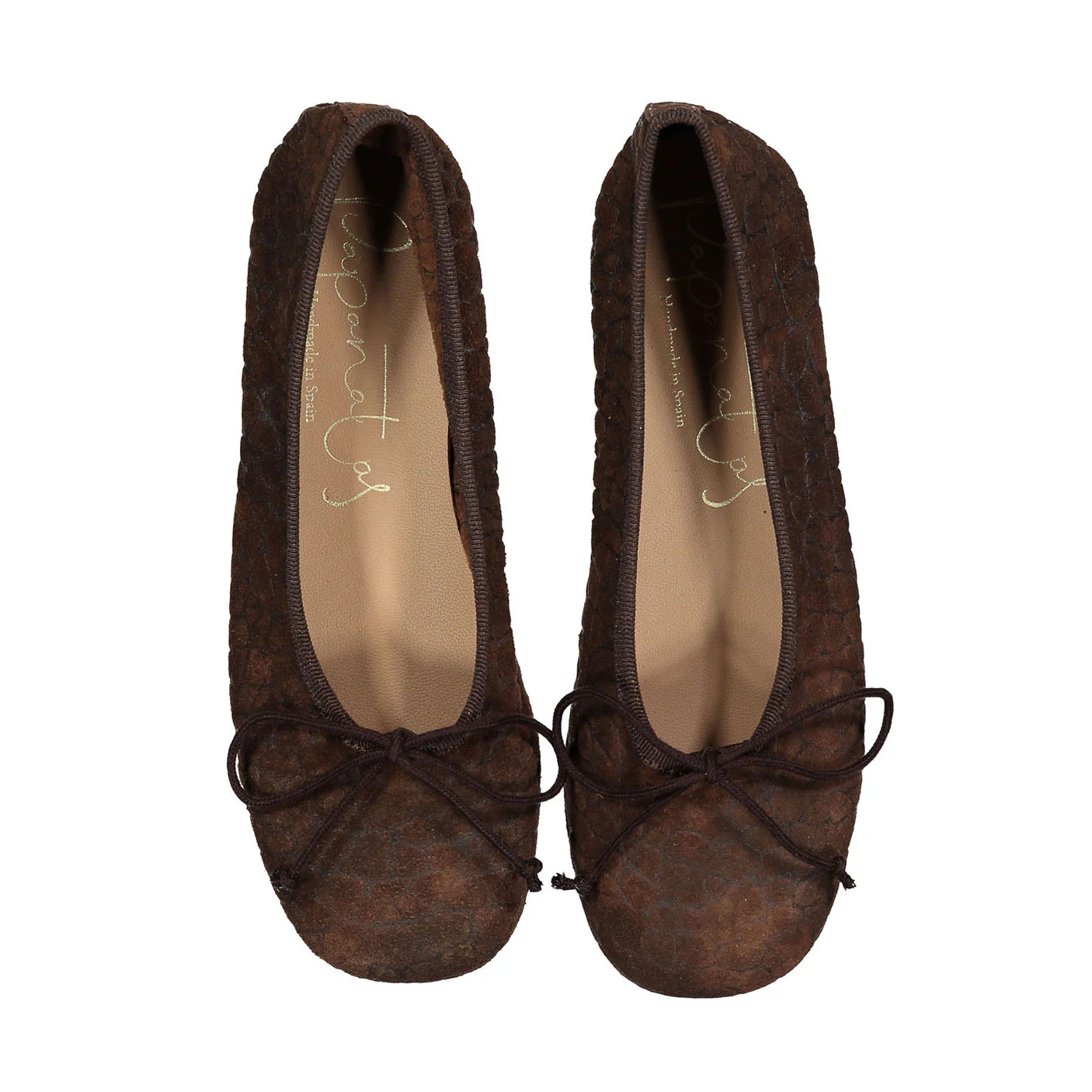 Papanatas Nut Croc Velvet Soft Ballet Flat