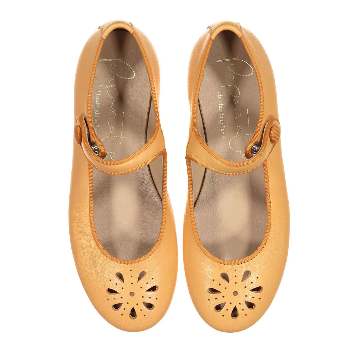 Papanatas Peach Openwork Front Mary Janes