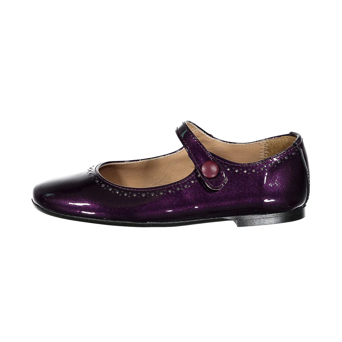 Papanatas Purple Patent Leather Dot Detail Mary Janes - Image 2