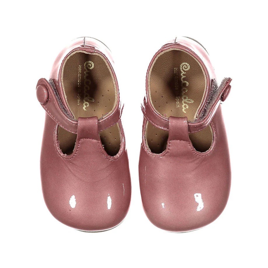 Papanatas Pink Leather Baby T-Straps