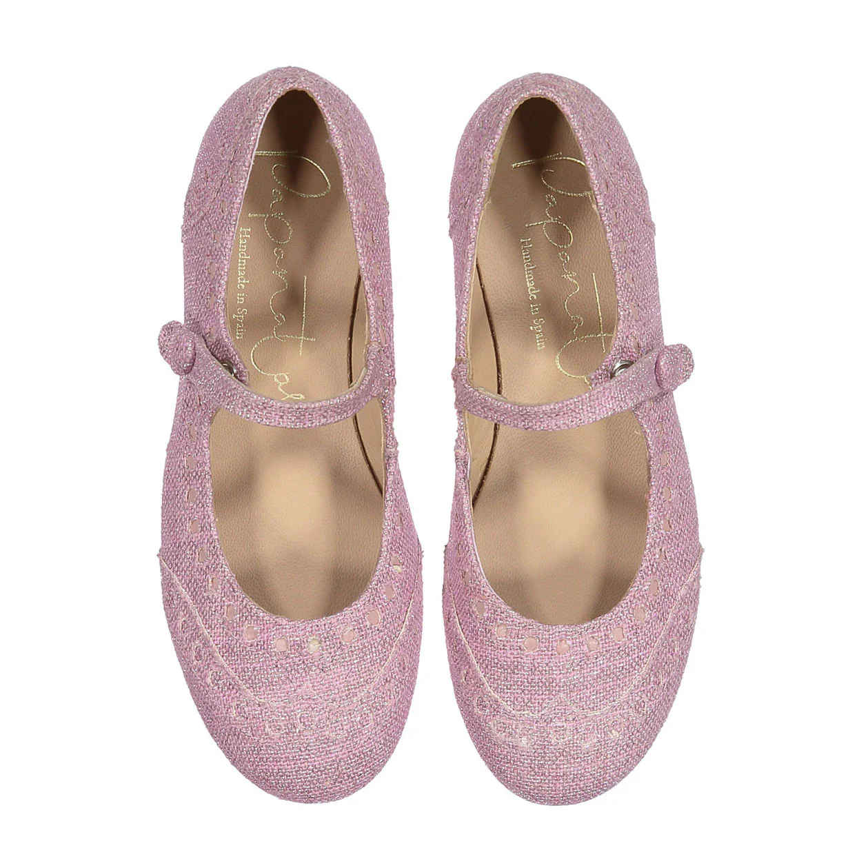 Papanatas Pink Tweed Wing Tip Mary Janes