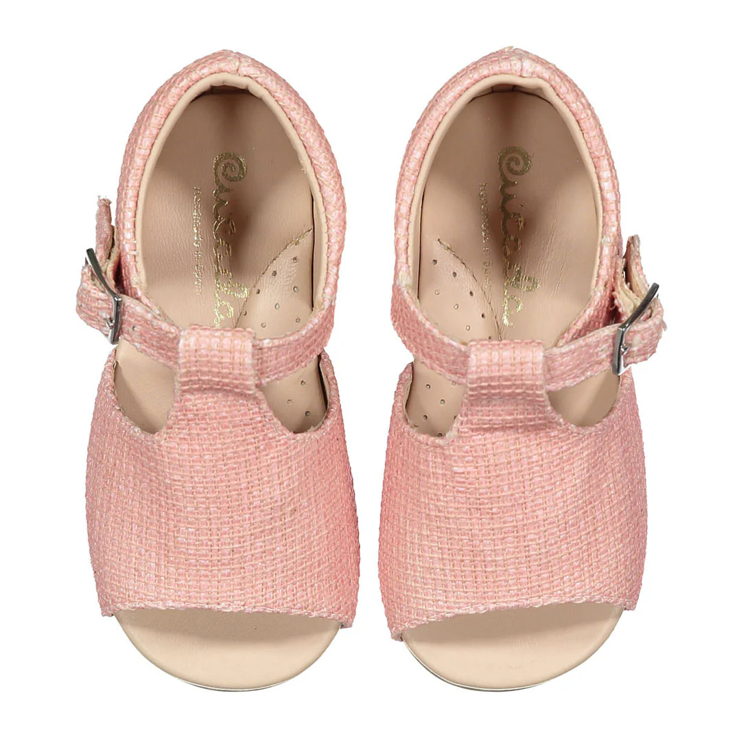 Papanatas Rose Tweed Open Toe Baby Sandal