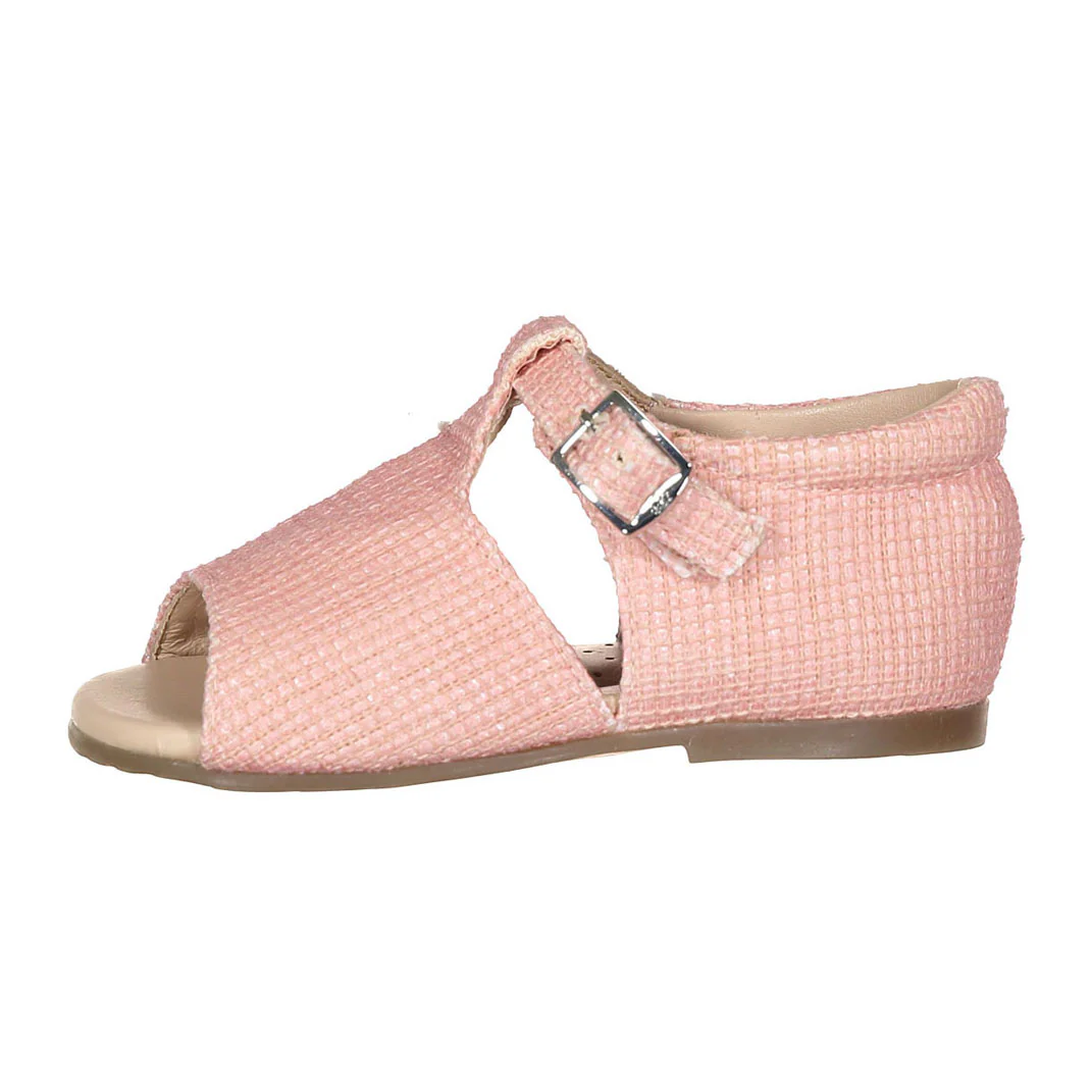 Papanatas Rose Tweed Open Toe Baby Sandal - Image 2