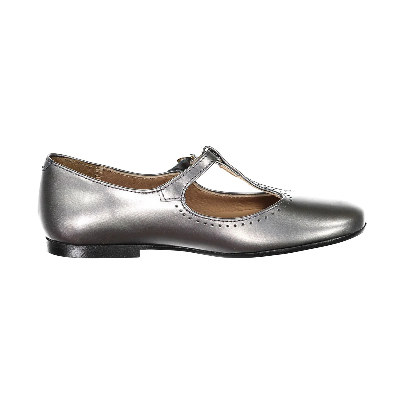 Papanatas Silver Metallic T-Strap Flat - Image 3