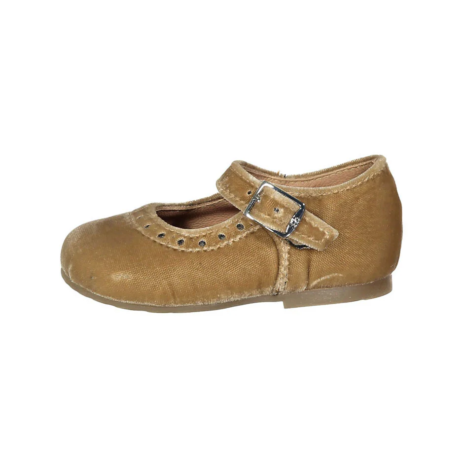Papanatas Tan Velvet Baby Mary Janes - Image 2