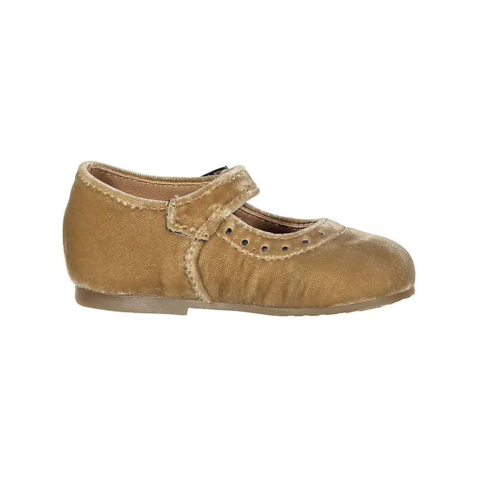 Papanatas Tan Velvet Baby Mary Janes - Image 3