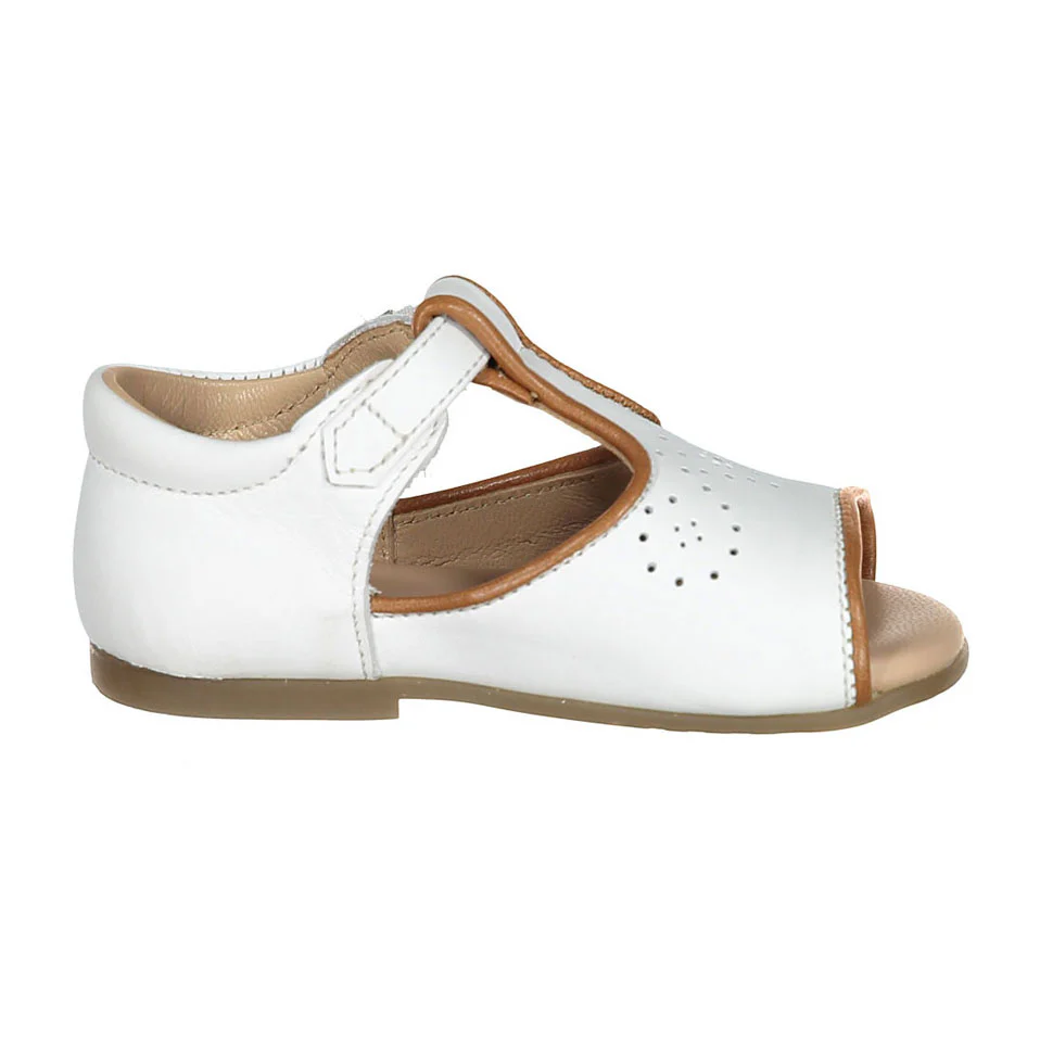 Papanatas White Leather Designed Open Toe Baby Sandals - Image 3