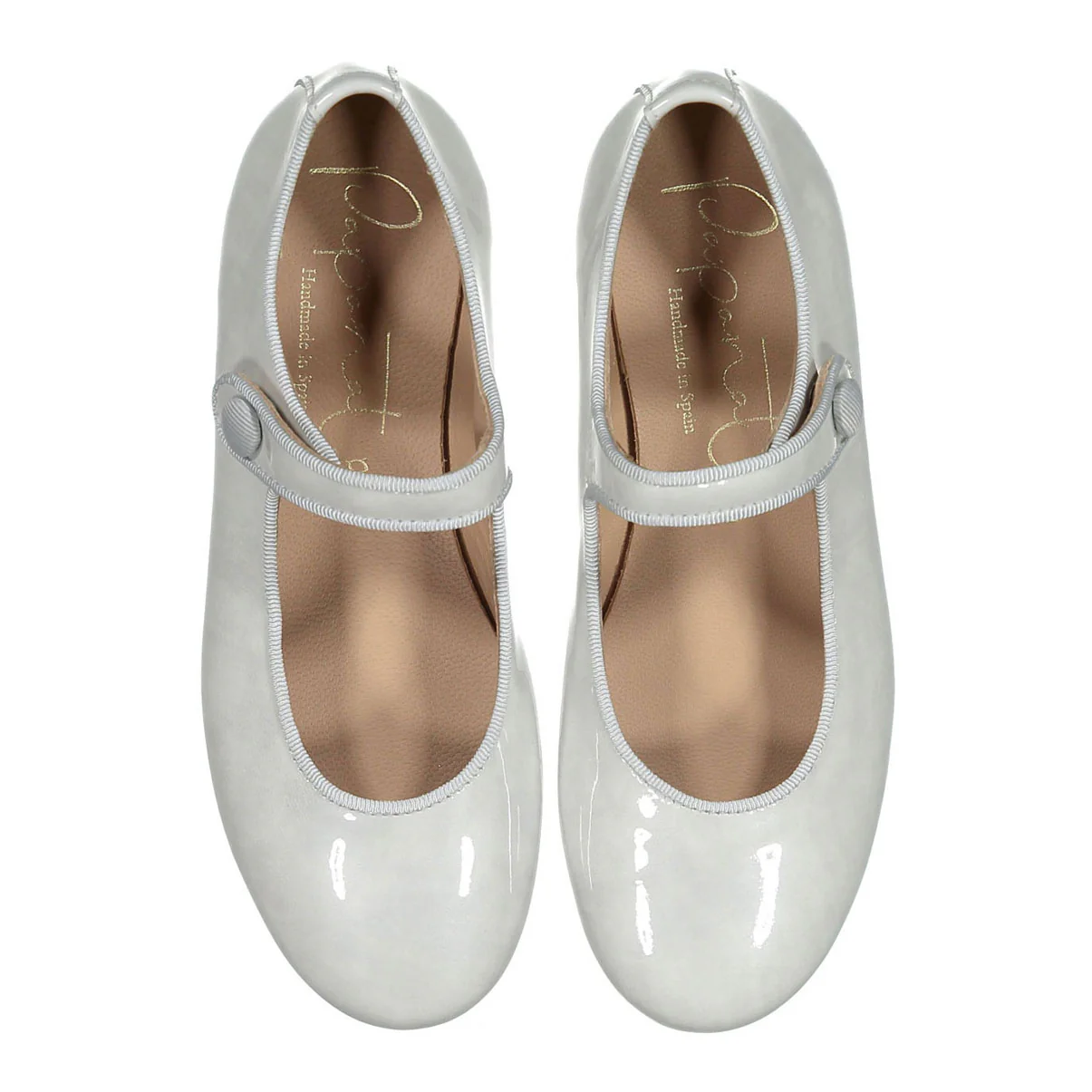 Papanatas Smoke Patent Leather Button Mary Janes