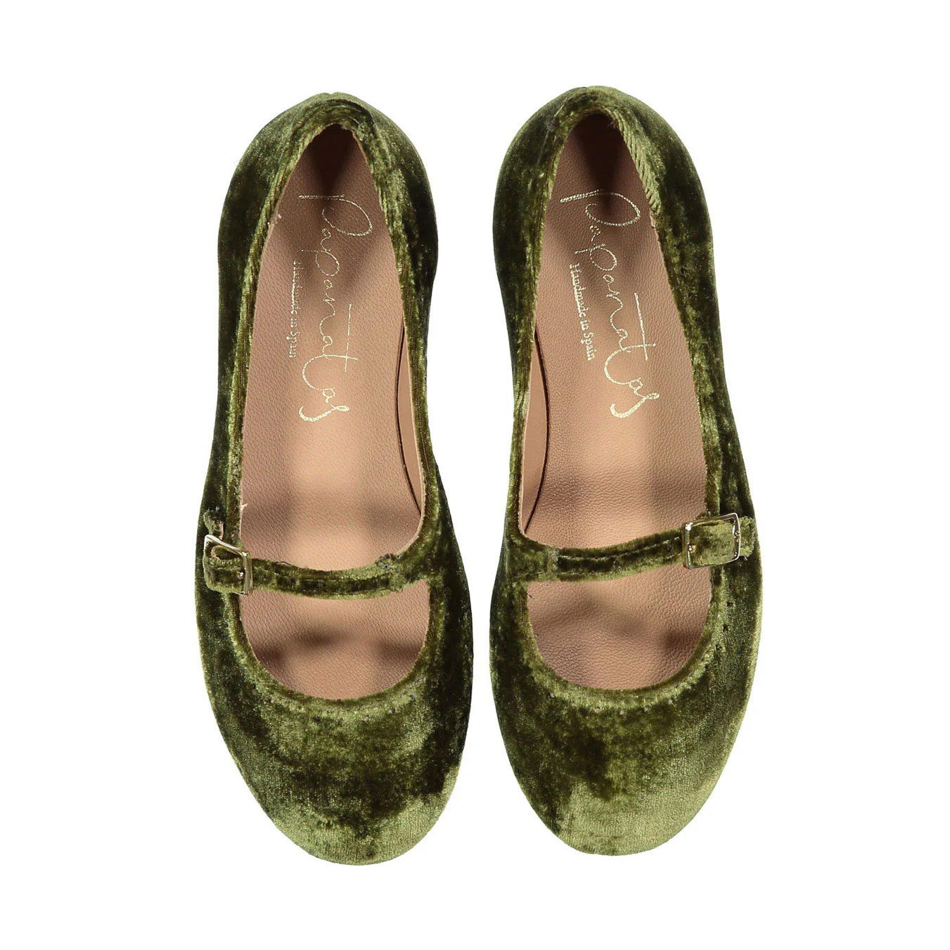 Papanatas Green Velvet Low Cut Mary Janes