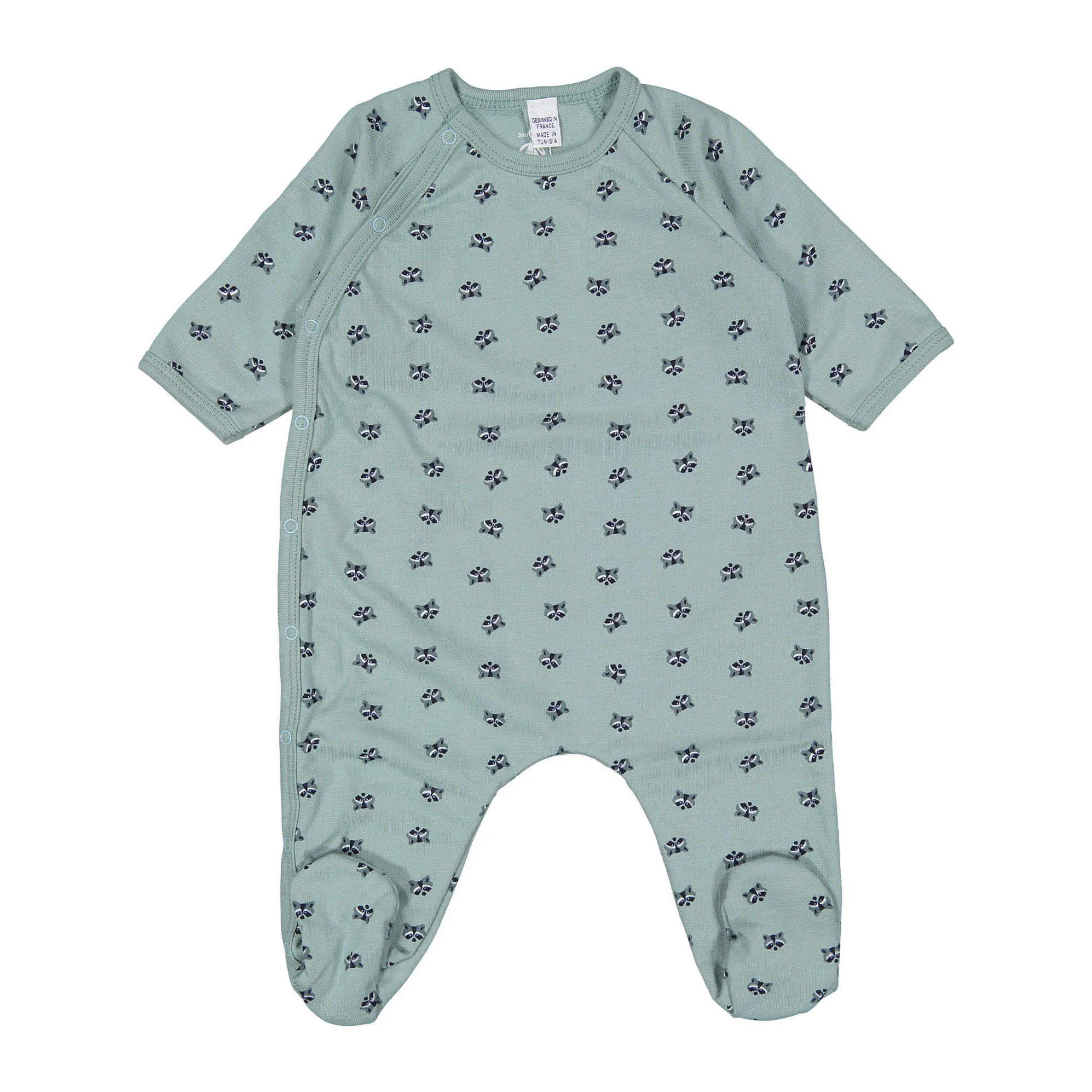 Petit Bateau Green Side Snap Printed Footie