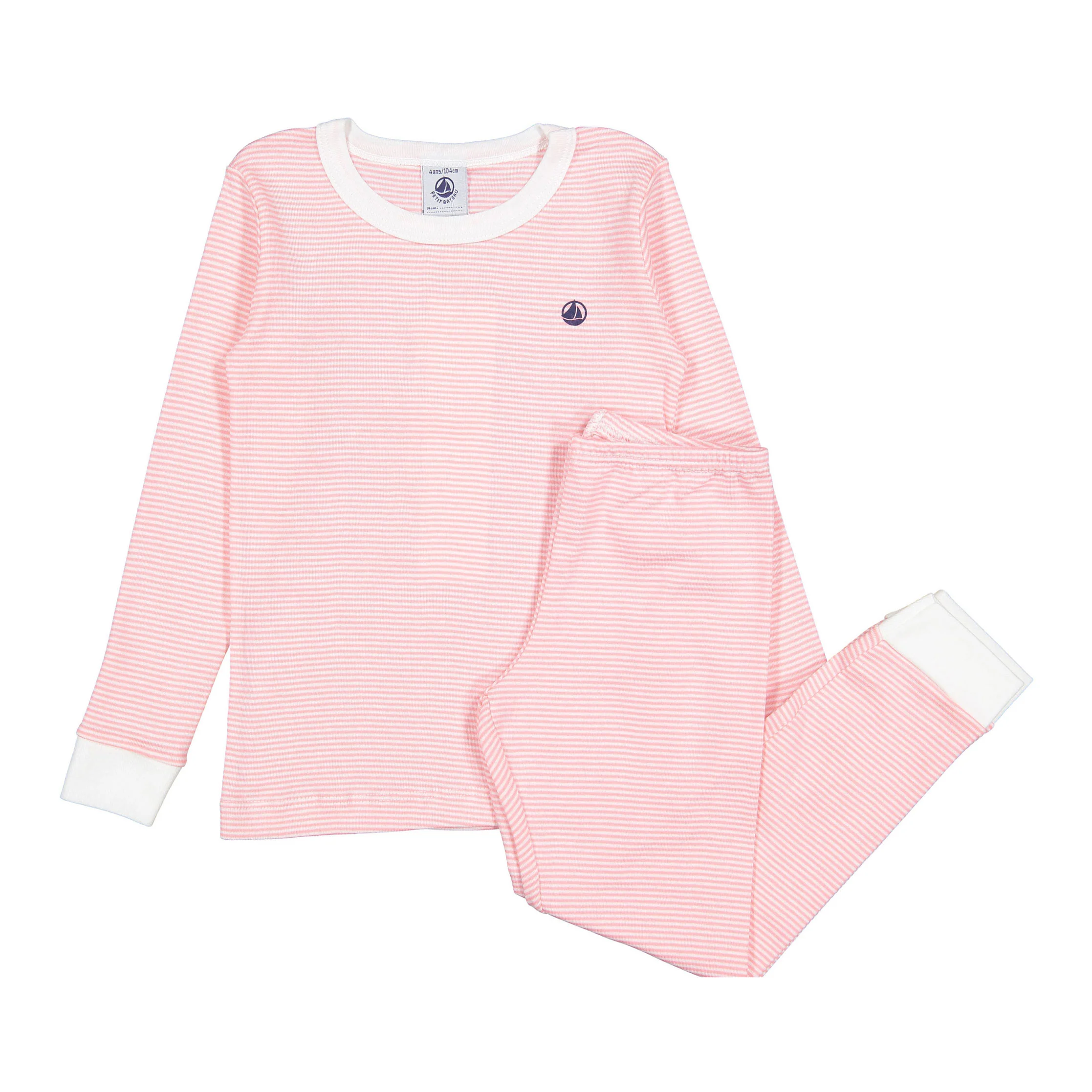 Petit Bateau Pink White Stripe Pajamas