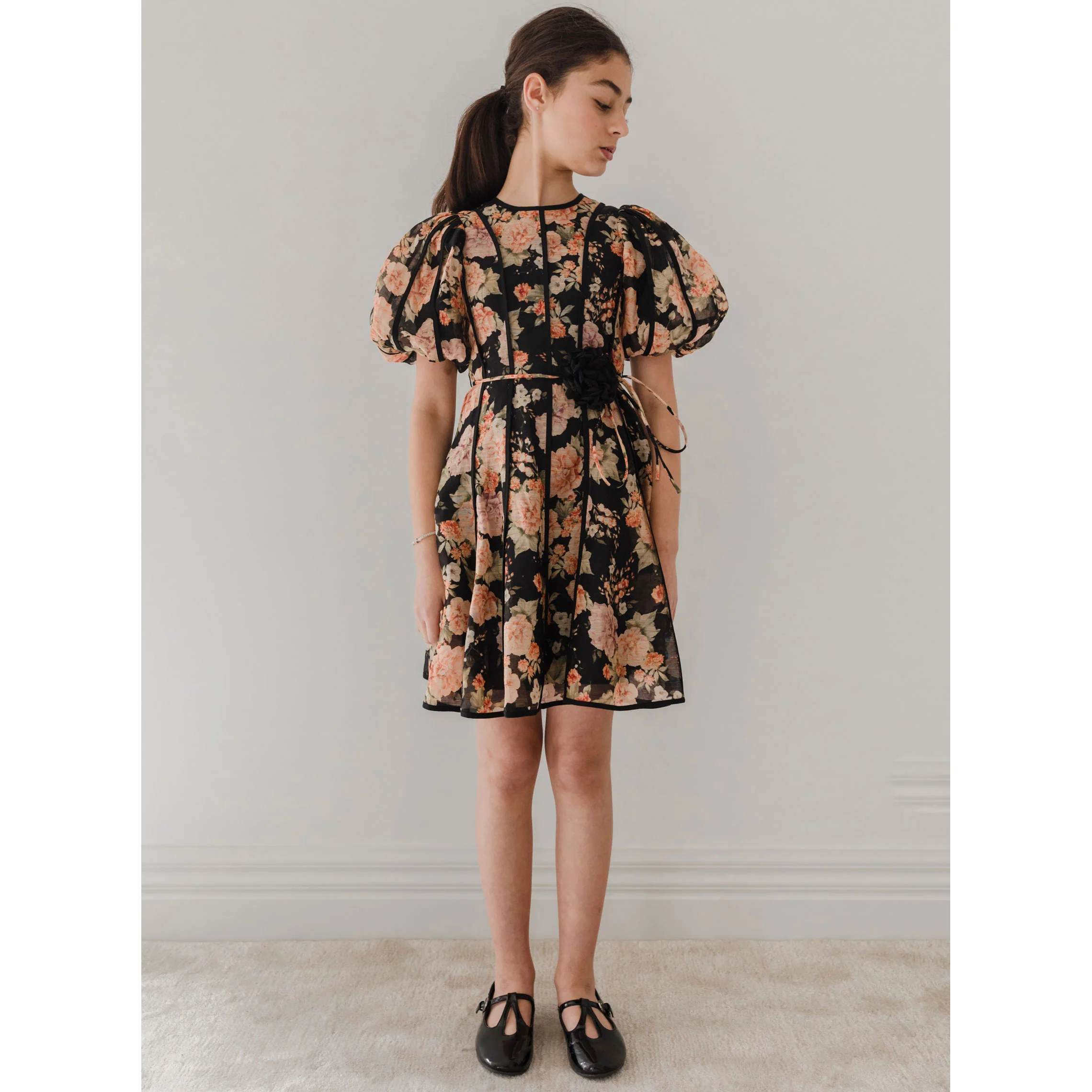 Petite Amalie Black Vintage Bloom Print Dress - Image 2