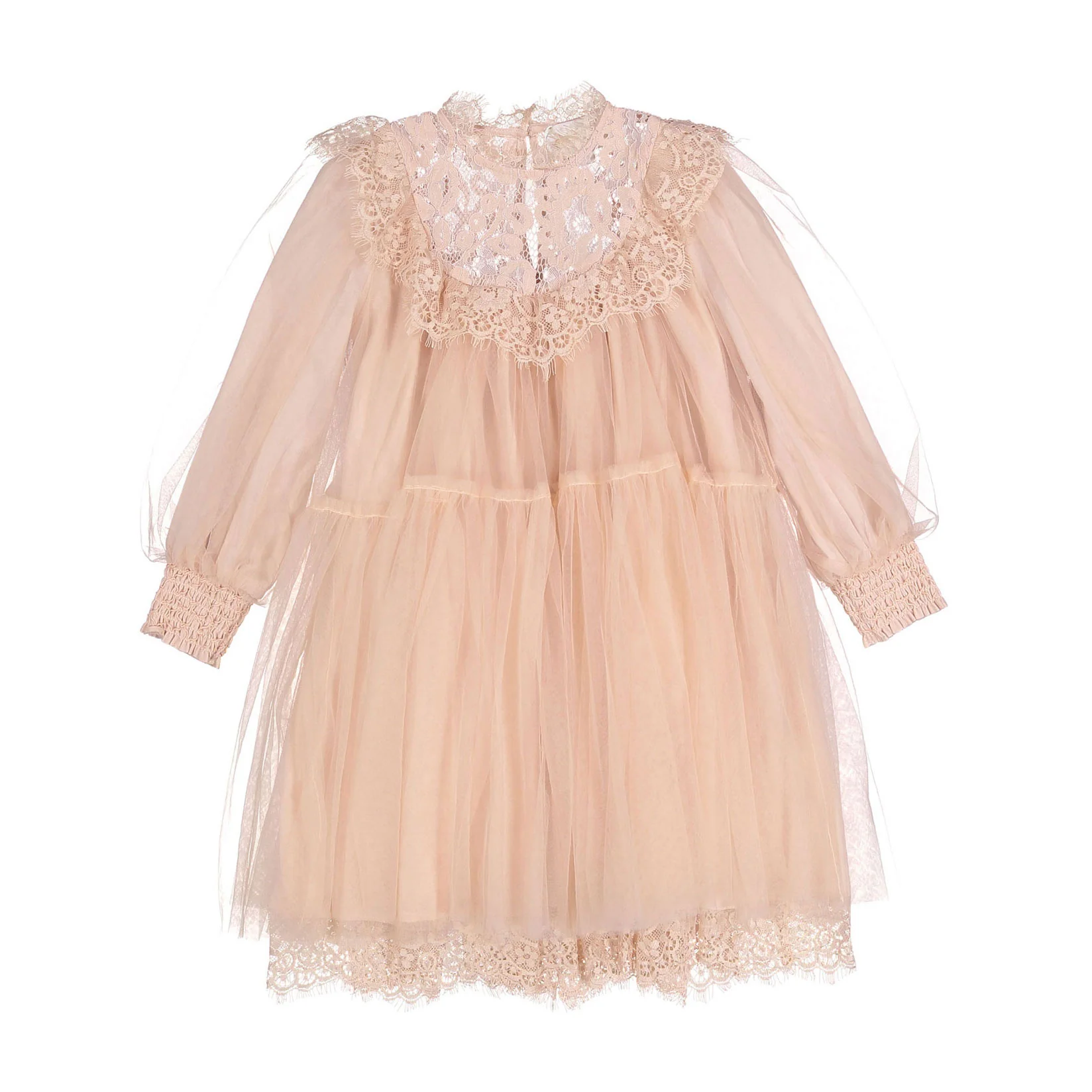 Petite Amalie Blush French Lace Tulle Babydoll Dress