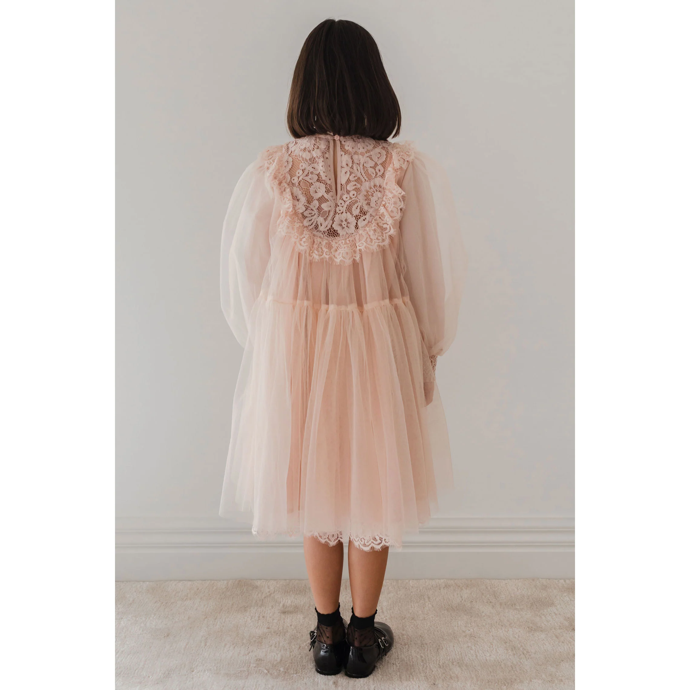 Petite Amalie Blush French Lace Tulle Babydoll Dress - Image 4