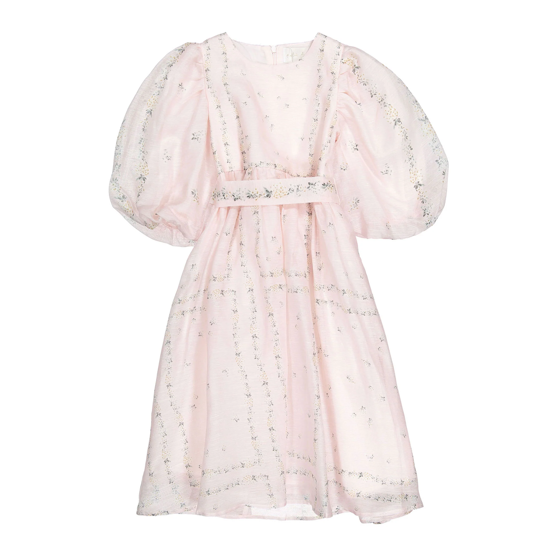 Petite Amalie  Delicate Border Print Silk Linen Dress