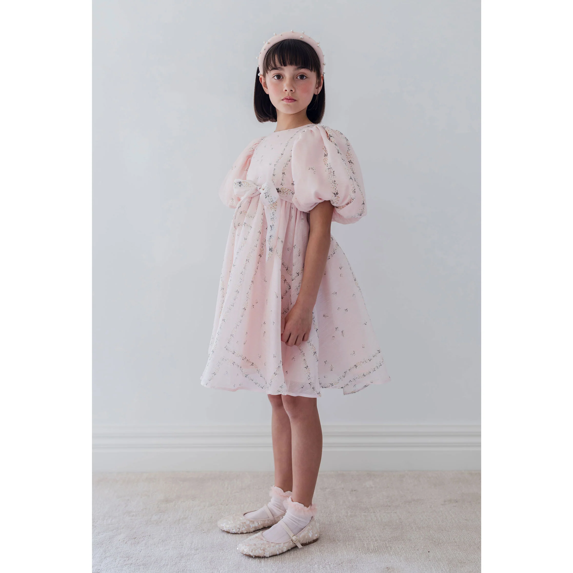 Petite Amalie  Delicate Border Print Silk Linen Dress - Image 2