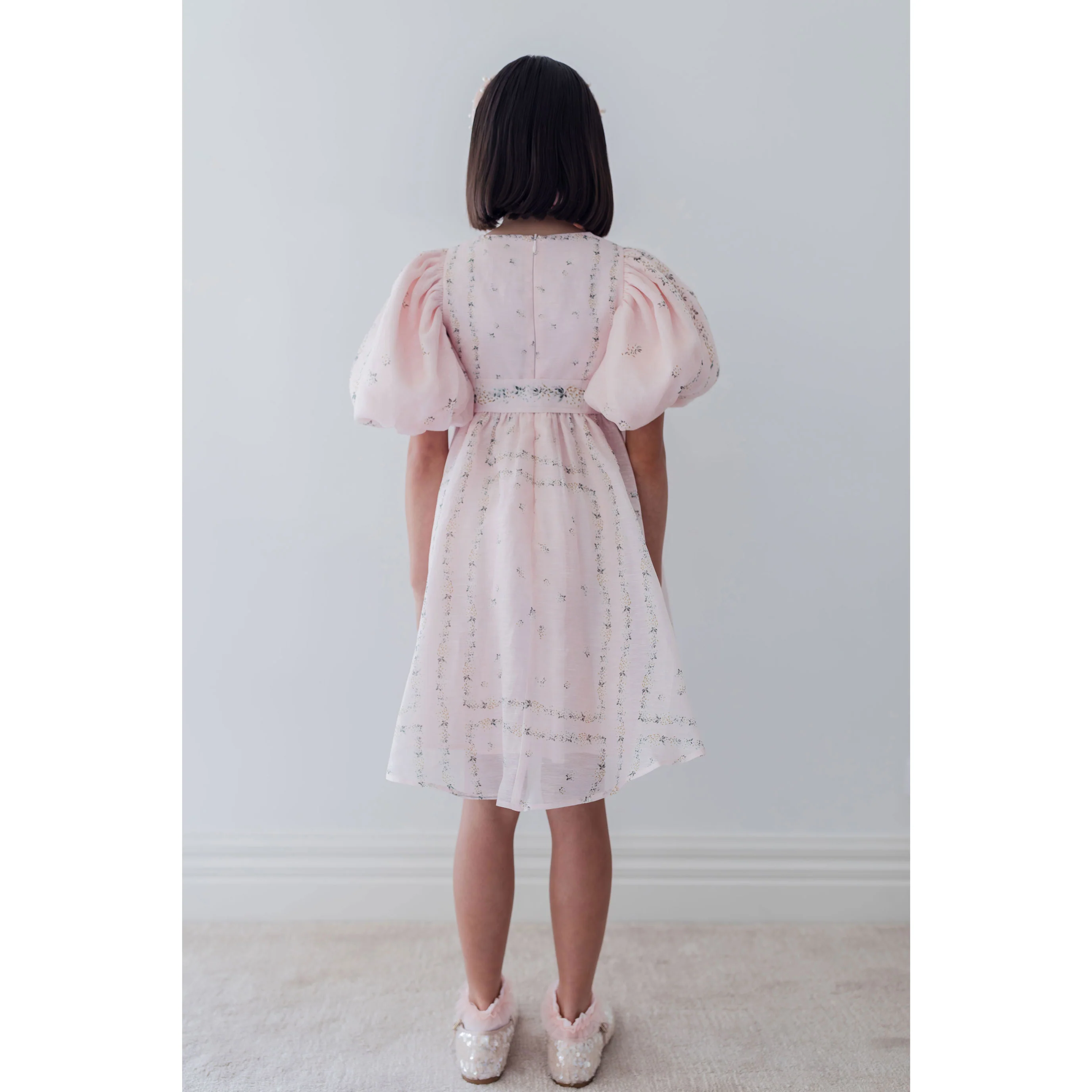 Petite Amalie  Delicate Border Print Silk Linen Dress - Image 3