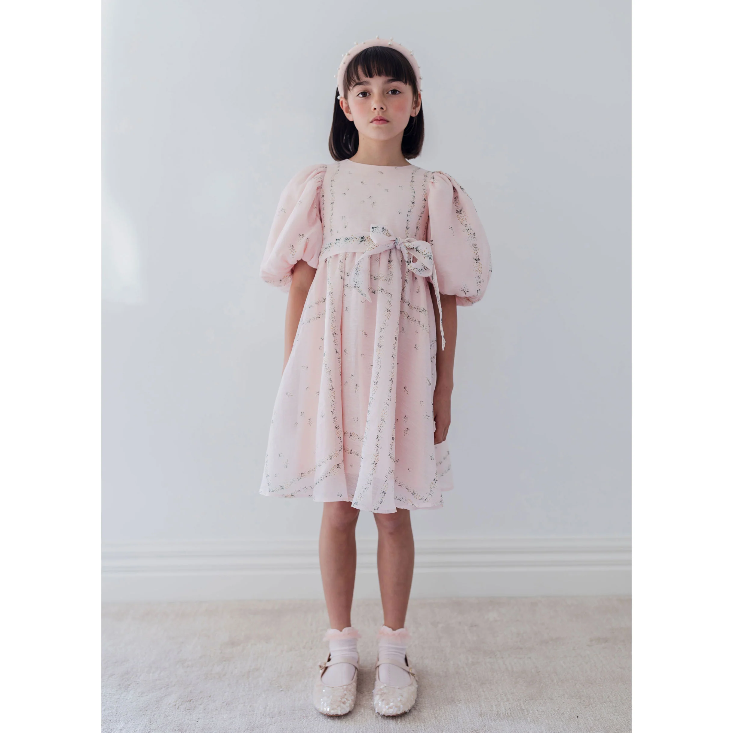 Petite Amalie  Delicate Border Print Silk Linen Dress - Image 5