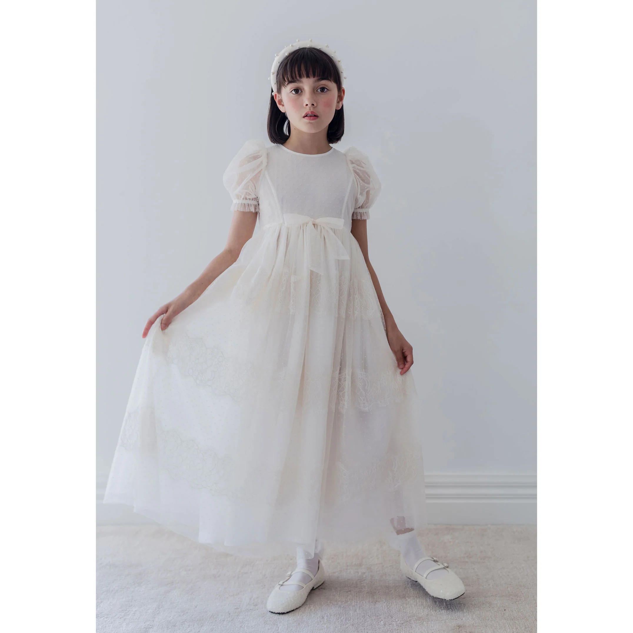 Petite Amalie  Flocked Spot Tulle Dress - Image 2