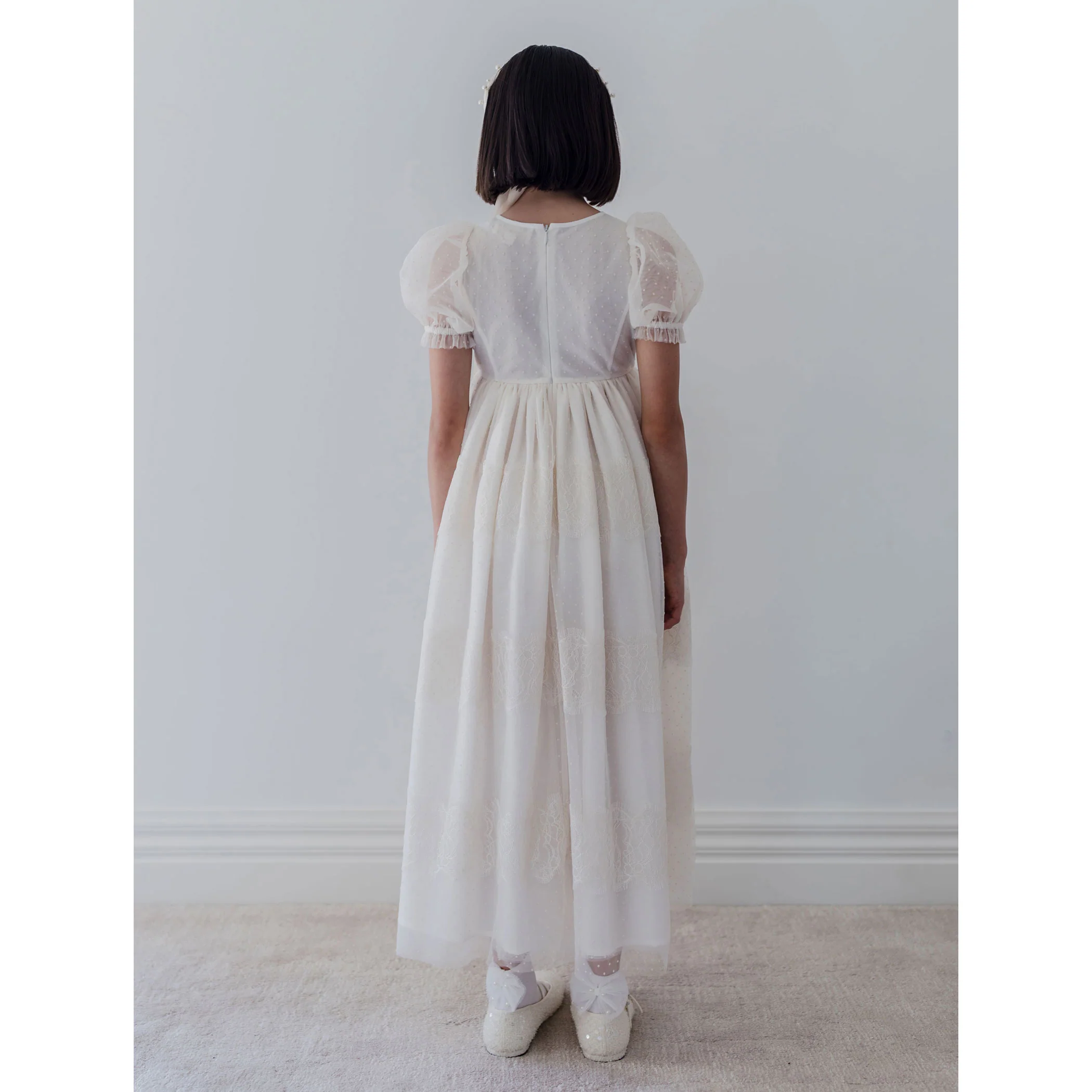 Petite Amalie  Flocked Spot Tulle Dress - Image 3