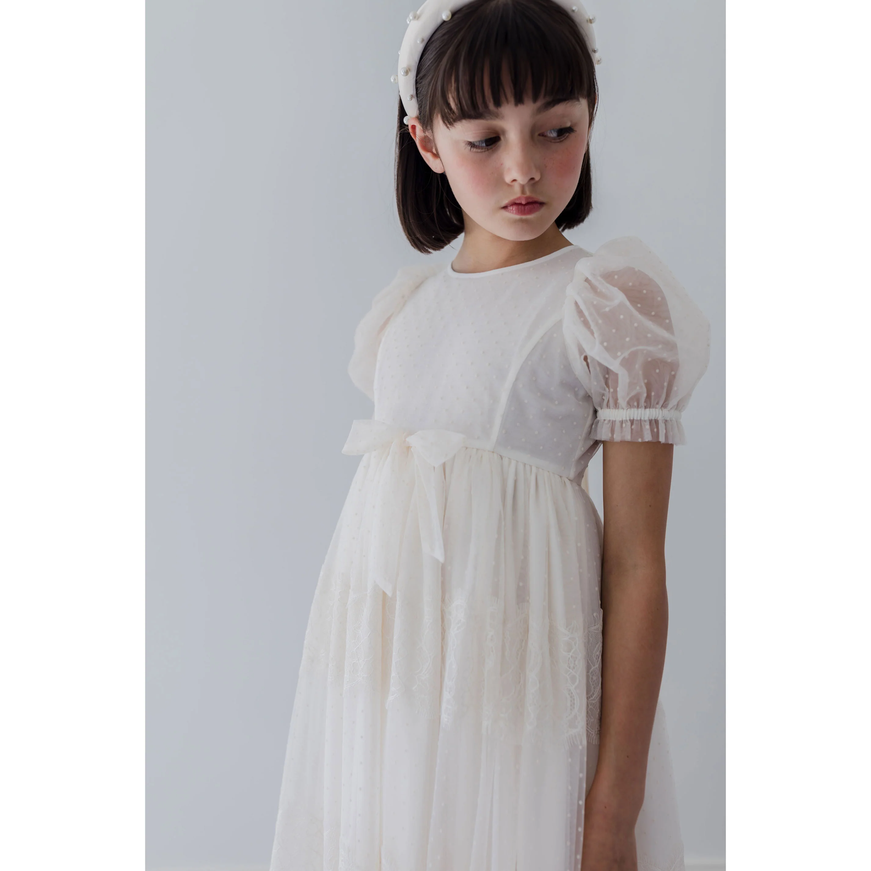Petite Amalie  Flocked Spot Tulle Dress - Image 4