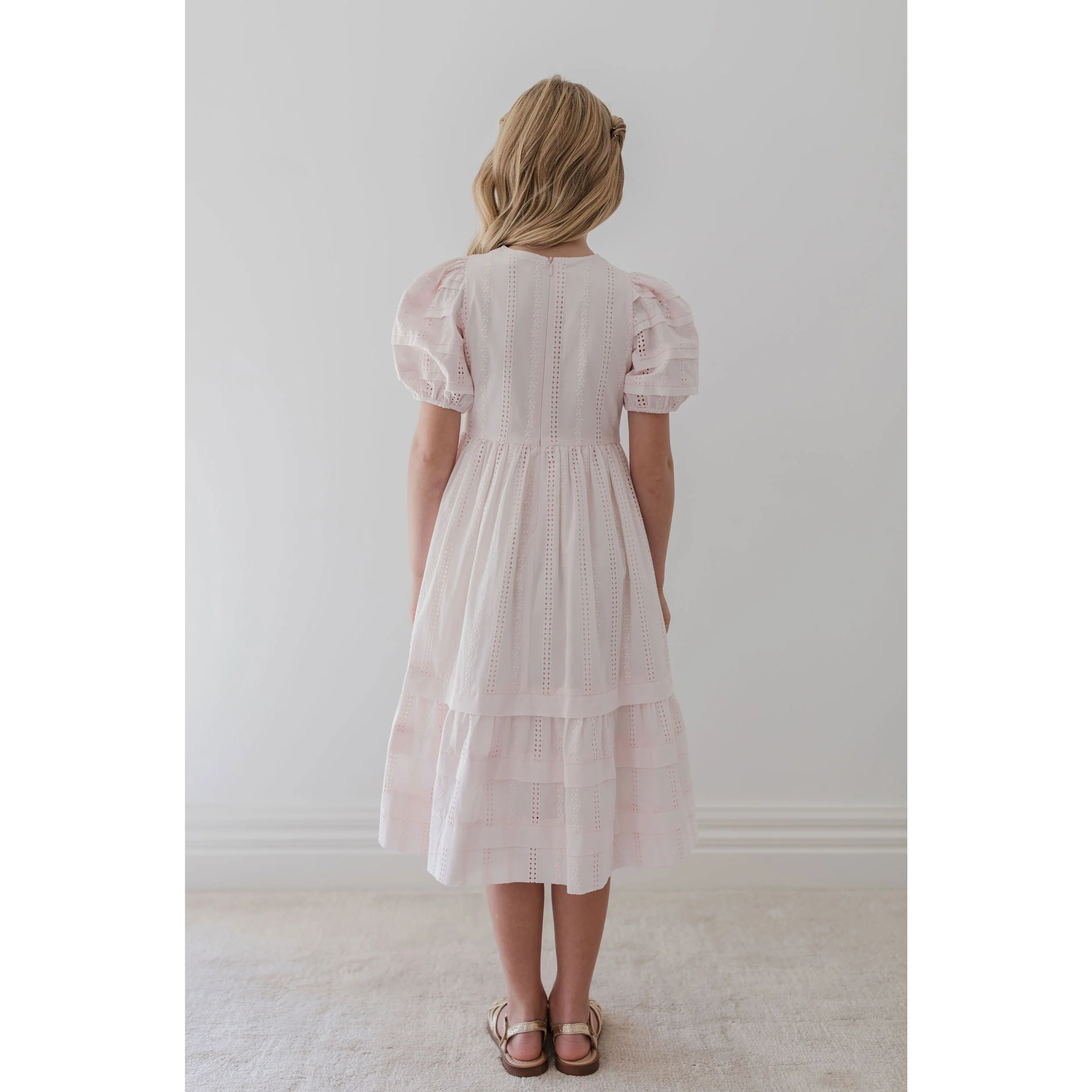 Petite Amalie Ice Pink Broderie Trellis Dress - Image 3