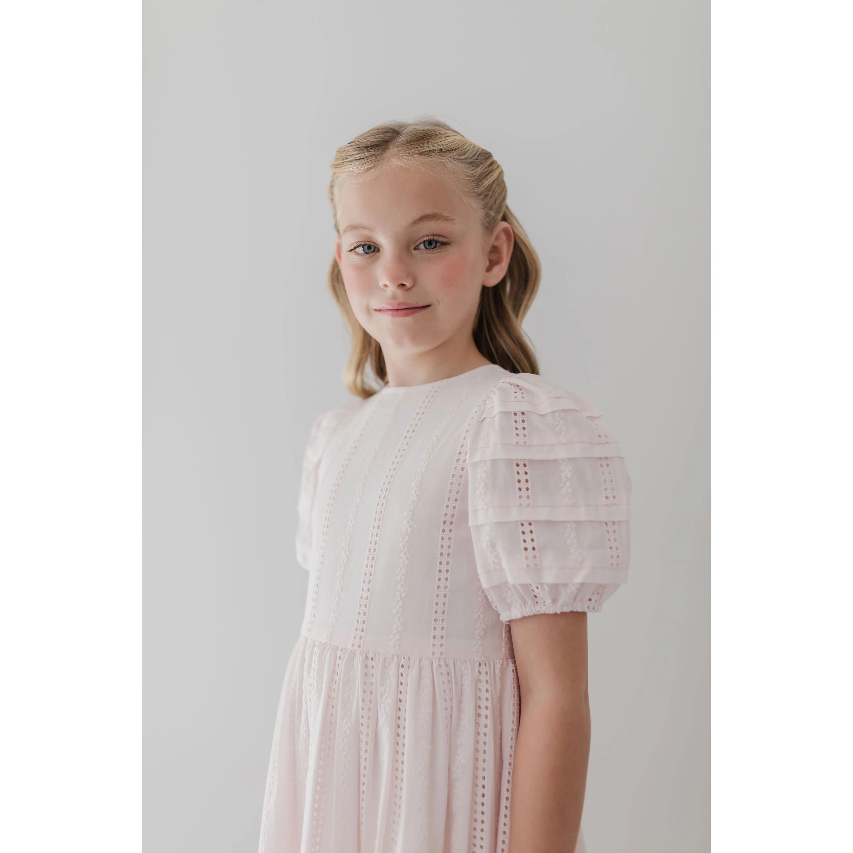 Petite Amalie Ice Pink Broderie Trellis Dress - Image 4