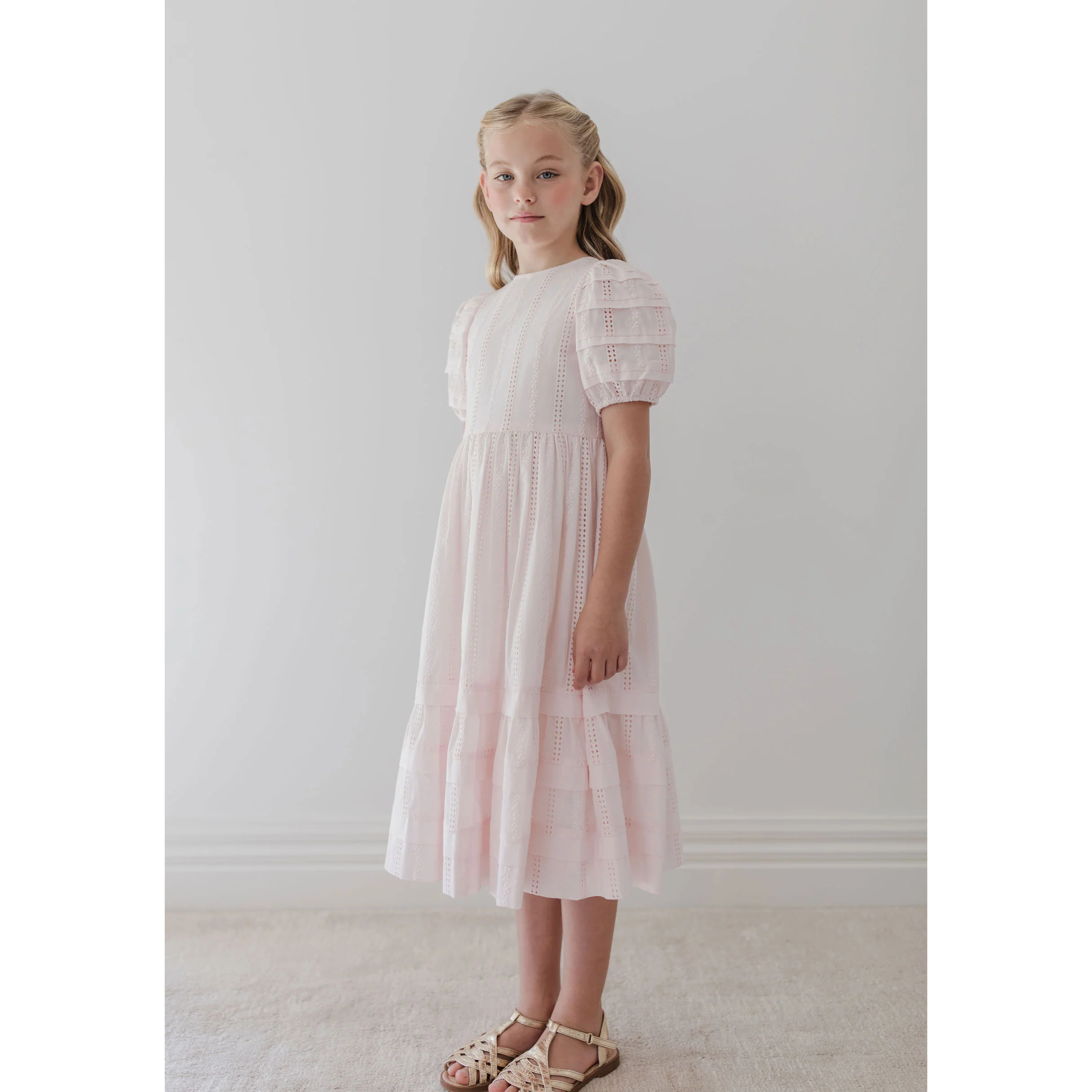 Petite Amalie Ice Pink Broderie Trellis Dress - Image 5