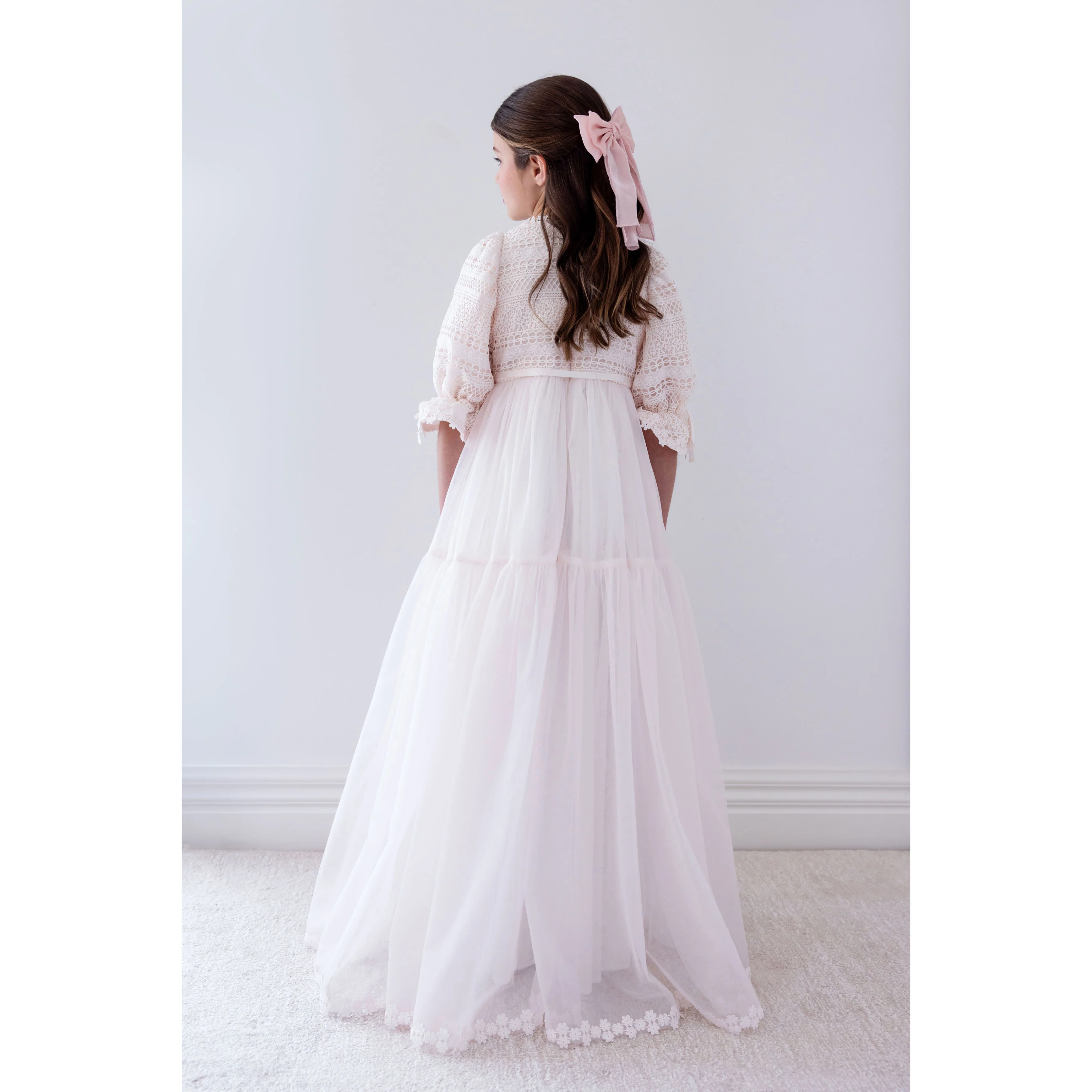 Petite Amalie Ice Pink Daisy Chain Lace Bodice Tulle Dress - Image 3