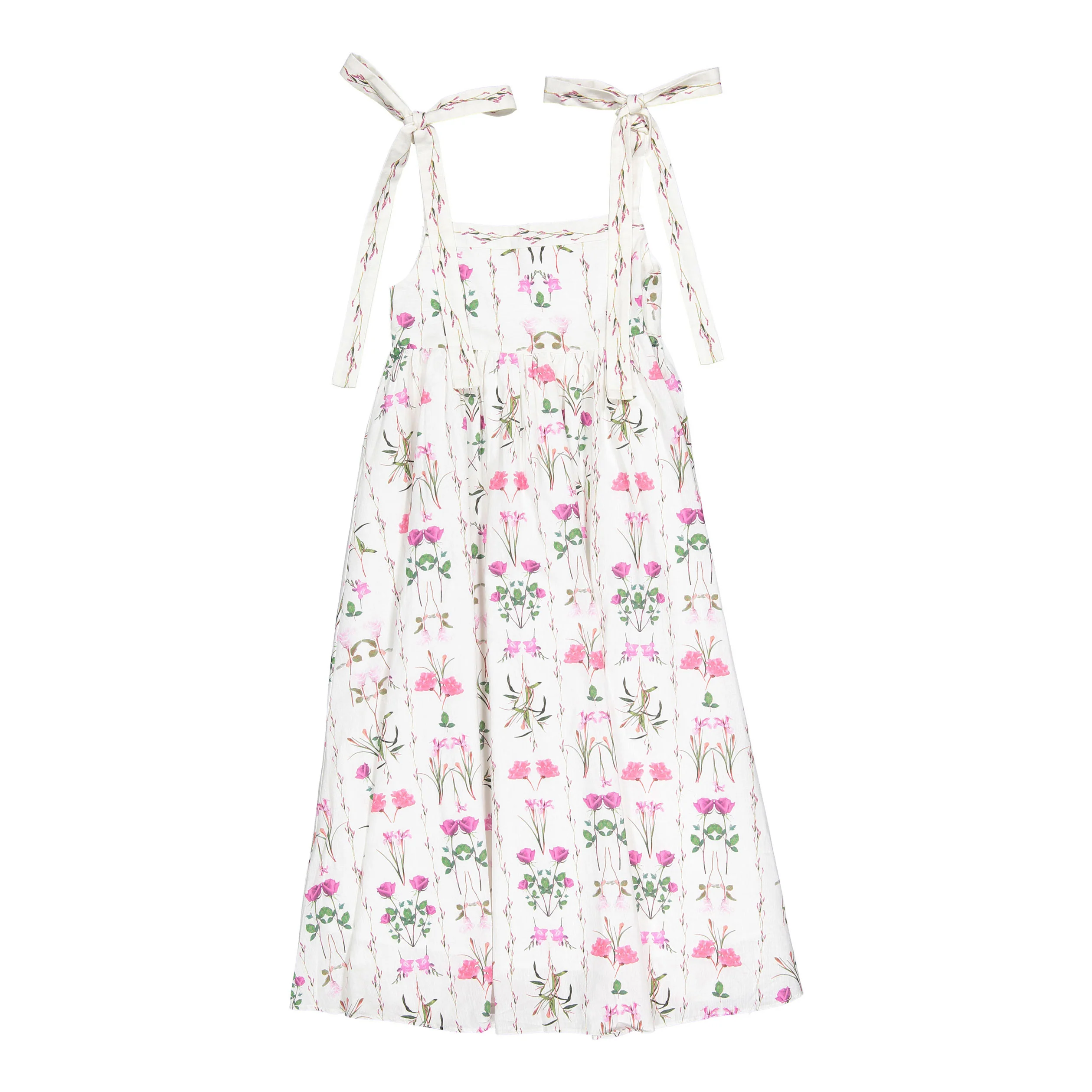 Petite Amalie  Magenta Flower Midi Dress With Tie Dress