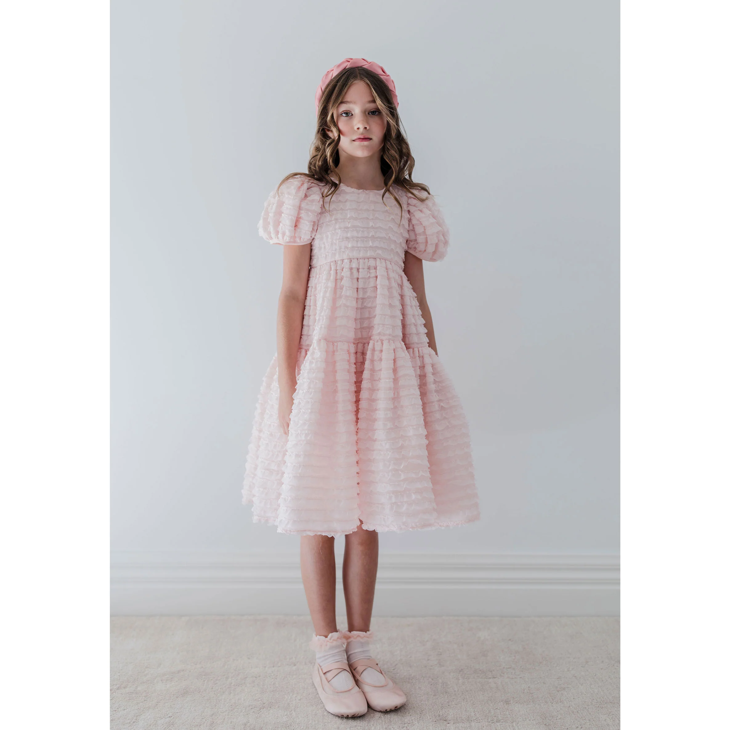 Petite Amalie Pink Frilly Ribbon Dress - Image 2