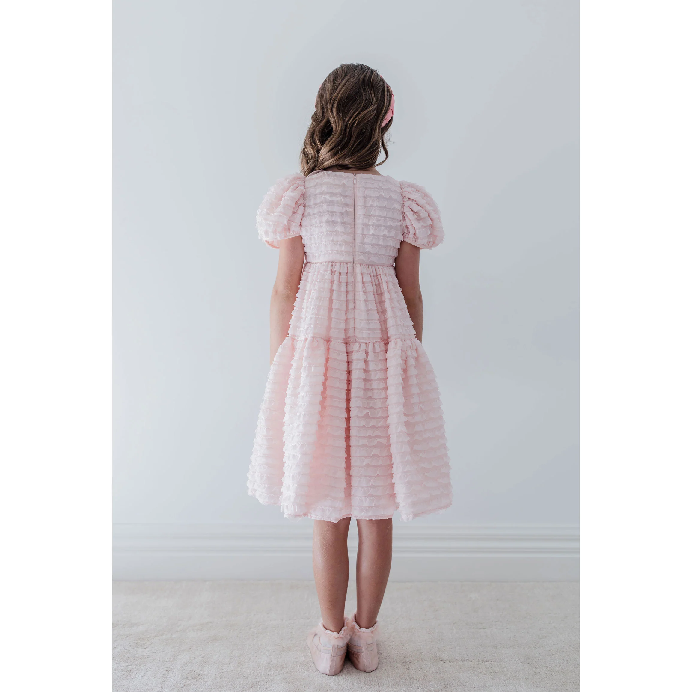 Petite Amalie Pink Frilly Ribbon Dress - Image 3