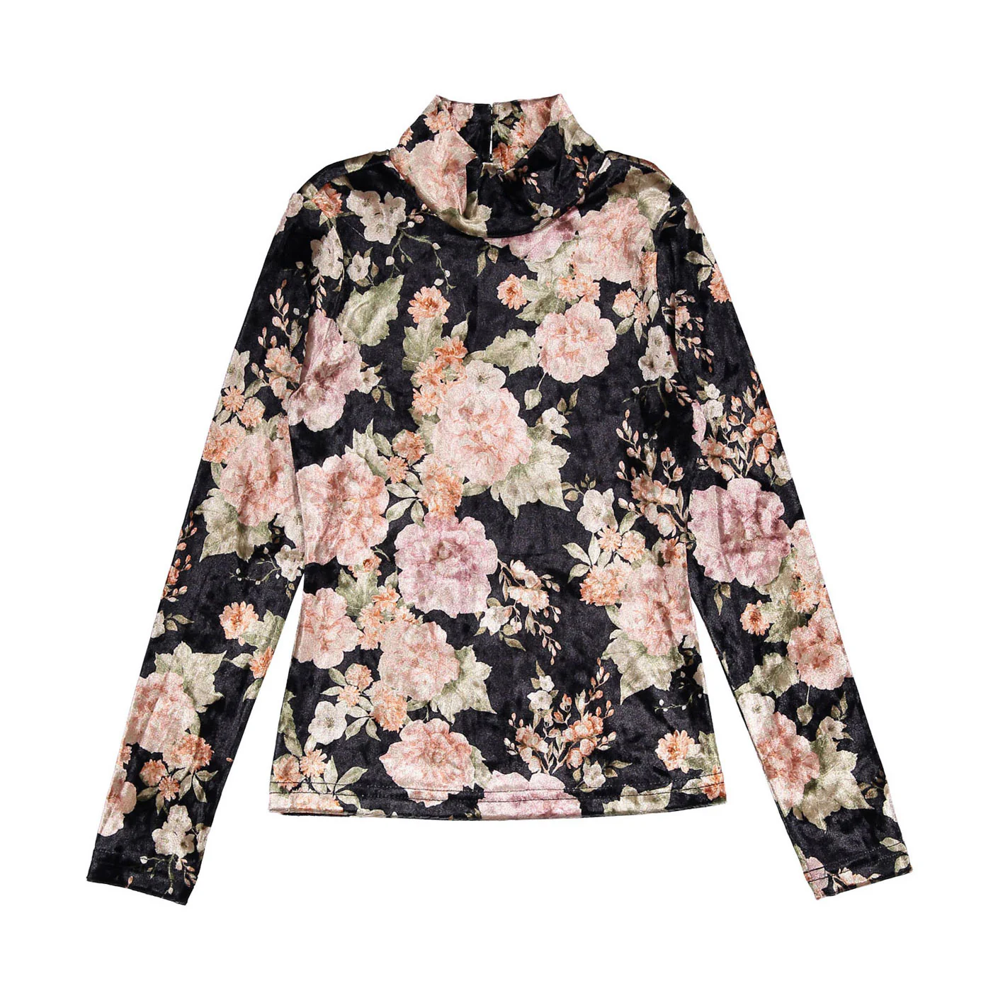 Petite Amalie Vintage Bloom Print Velvet Top
