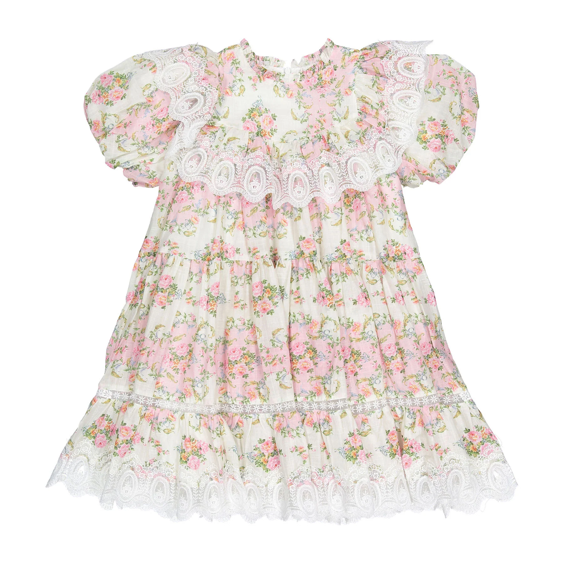 Petite Amalie  Vintage Wallpaper Lace Ruffle Dress