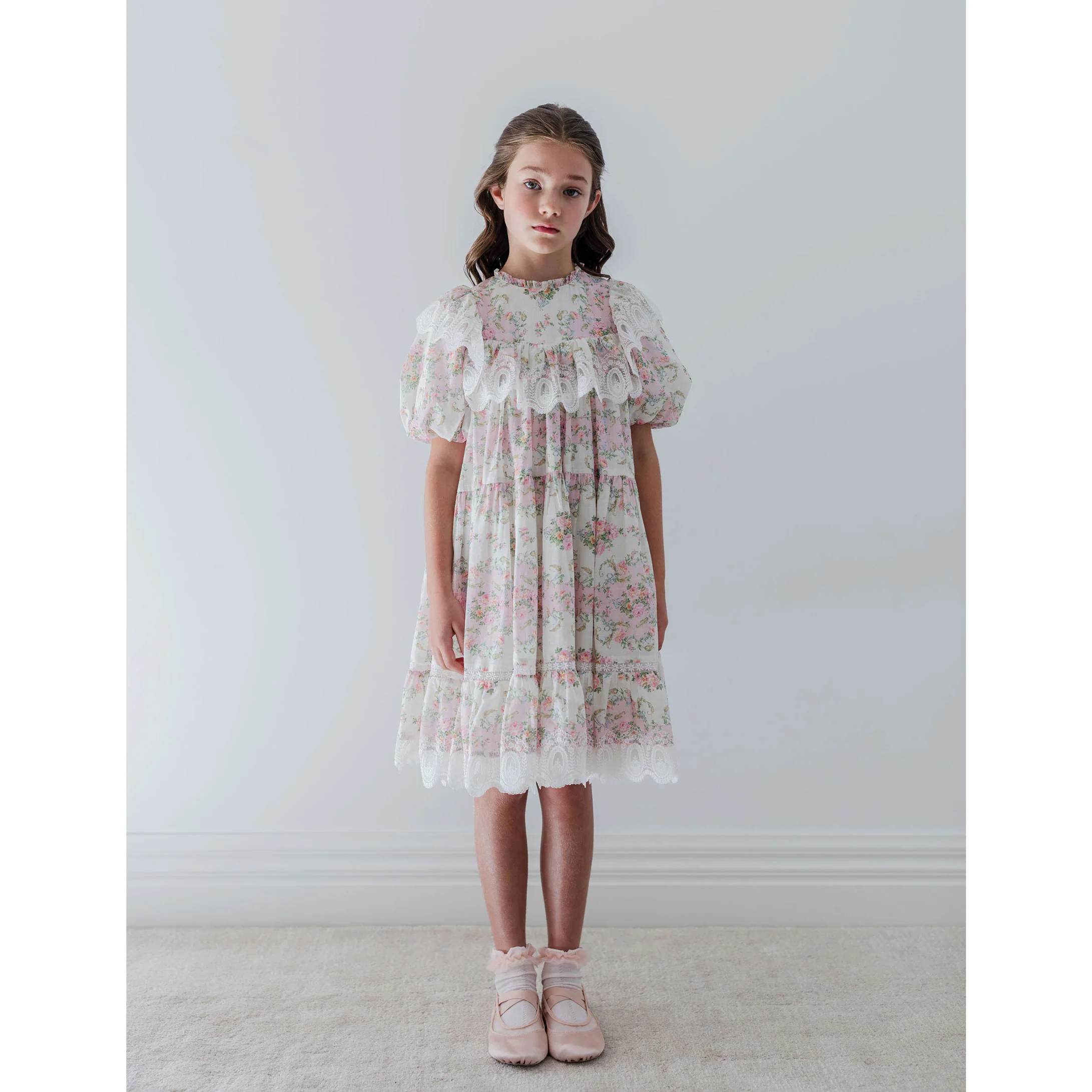 Petite Amalie  Vintage Wallpaper Lace Ruffle Dress - Image 2
