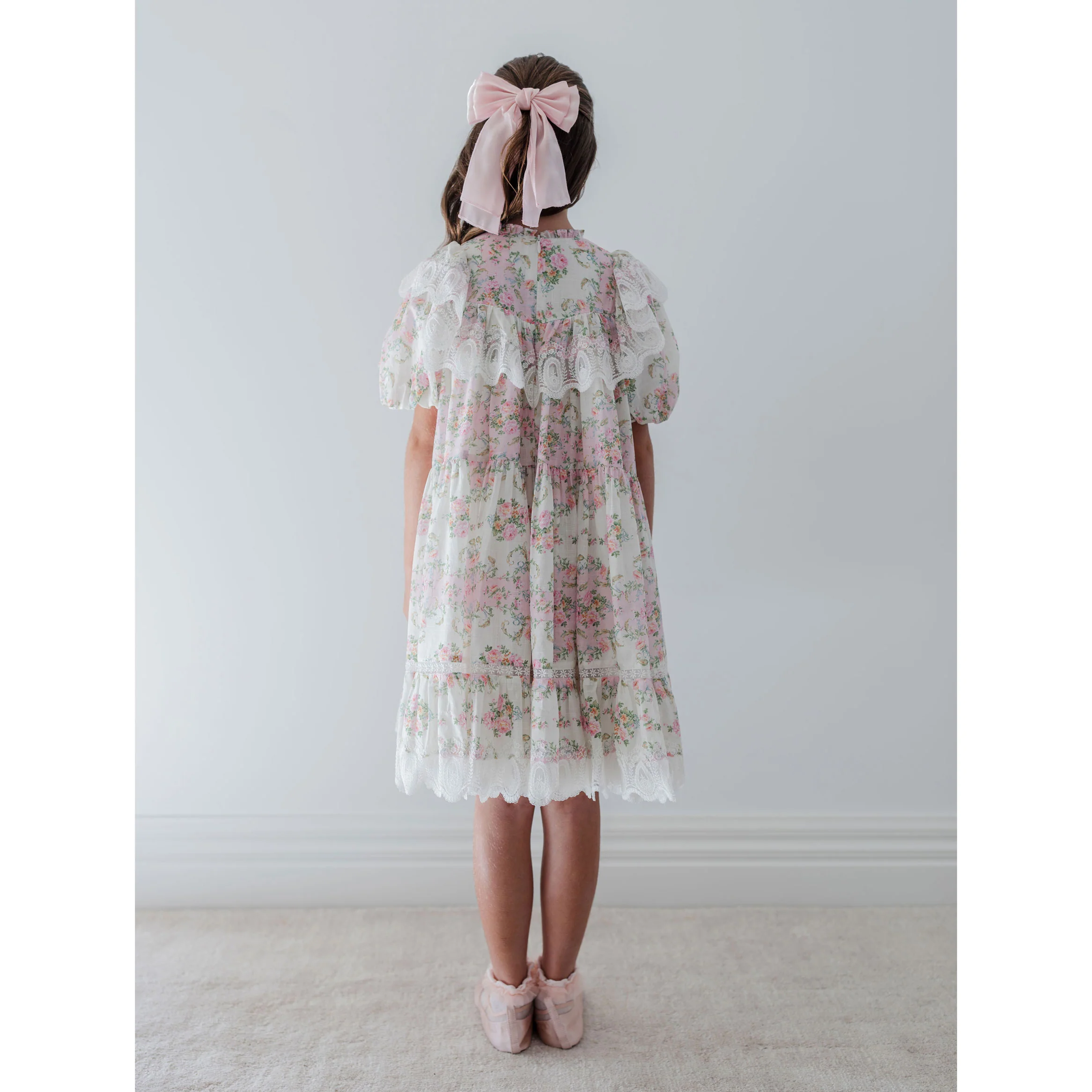 Petite Amalie  Vintage Wallpaper Lace Ruffle Dress - Image 3